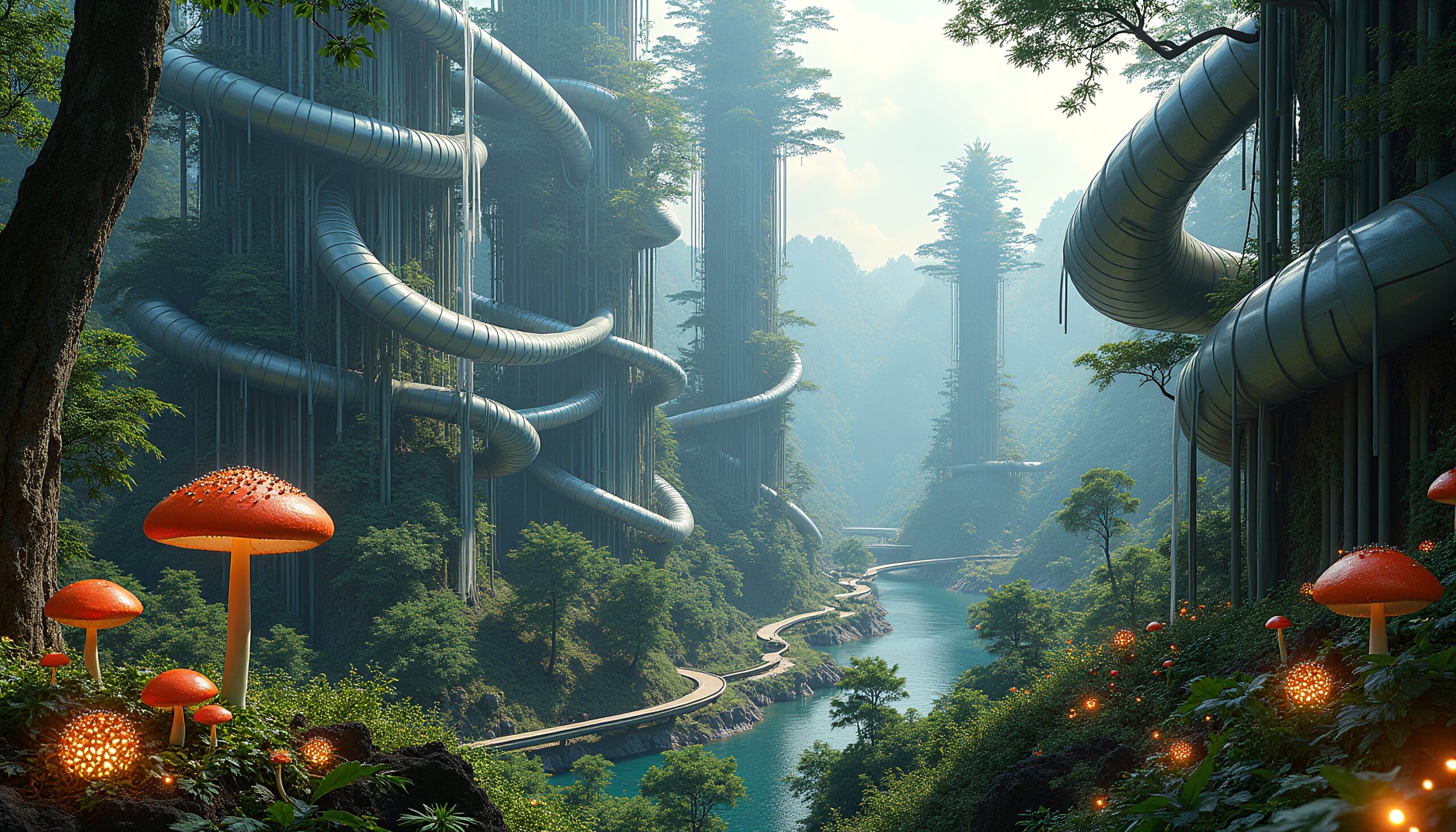 Futuristic Forest and Architecture