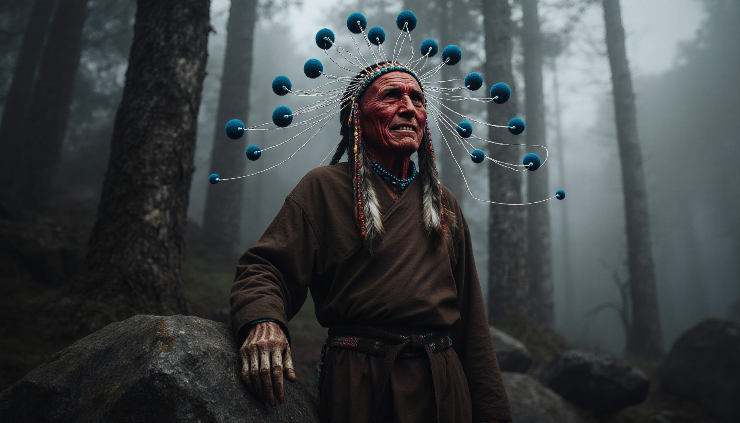 Elder in Mystical Foggy Forest