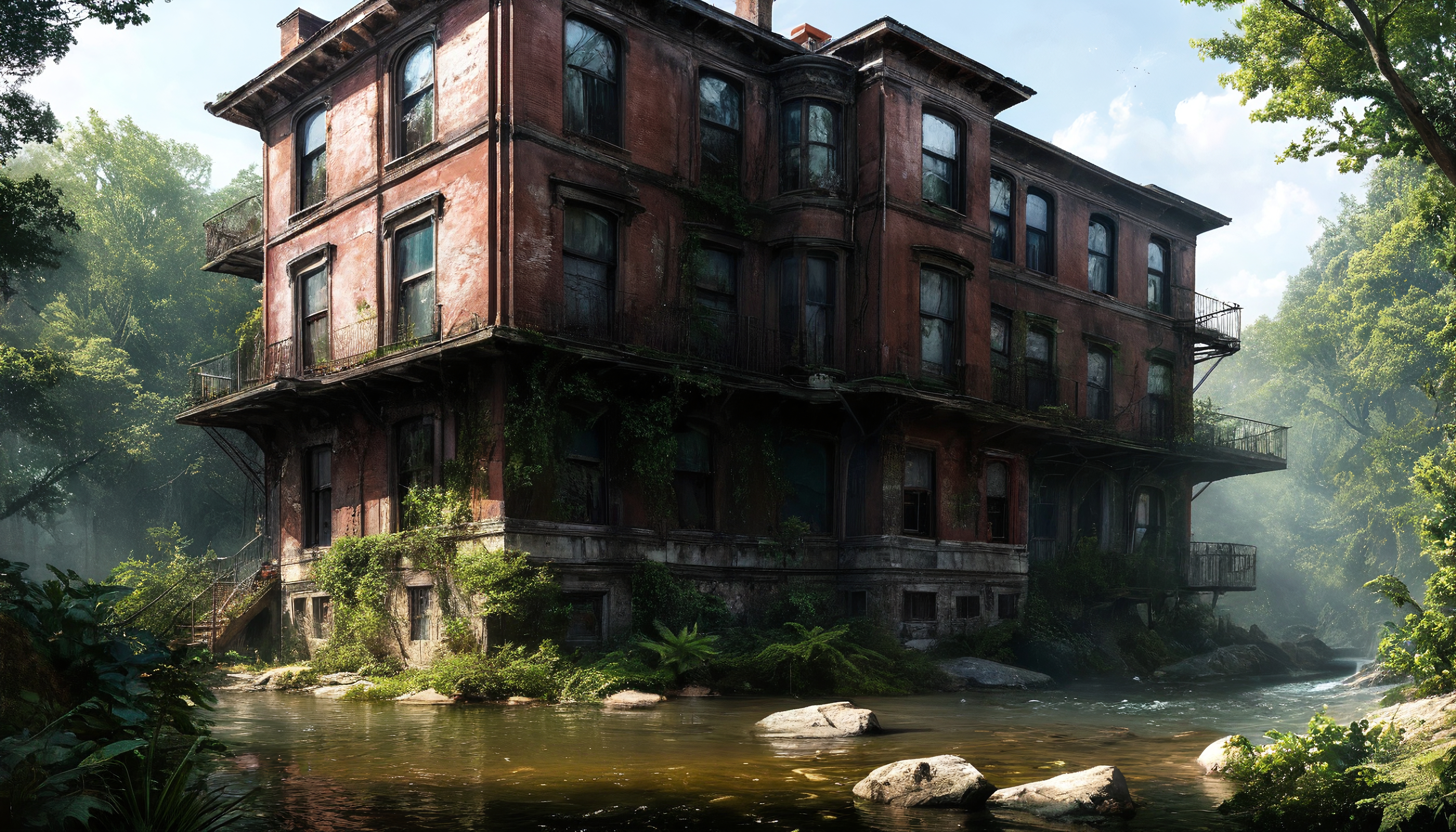 Abandoned Building in Lush Nature