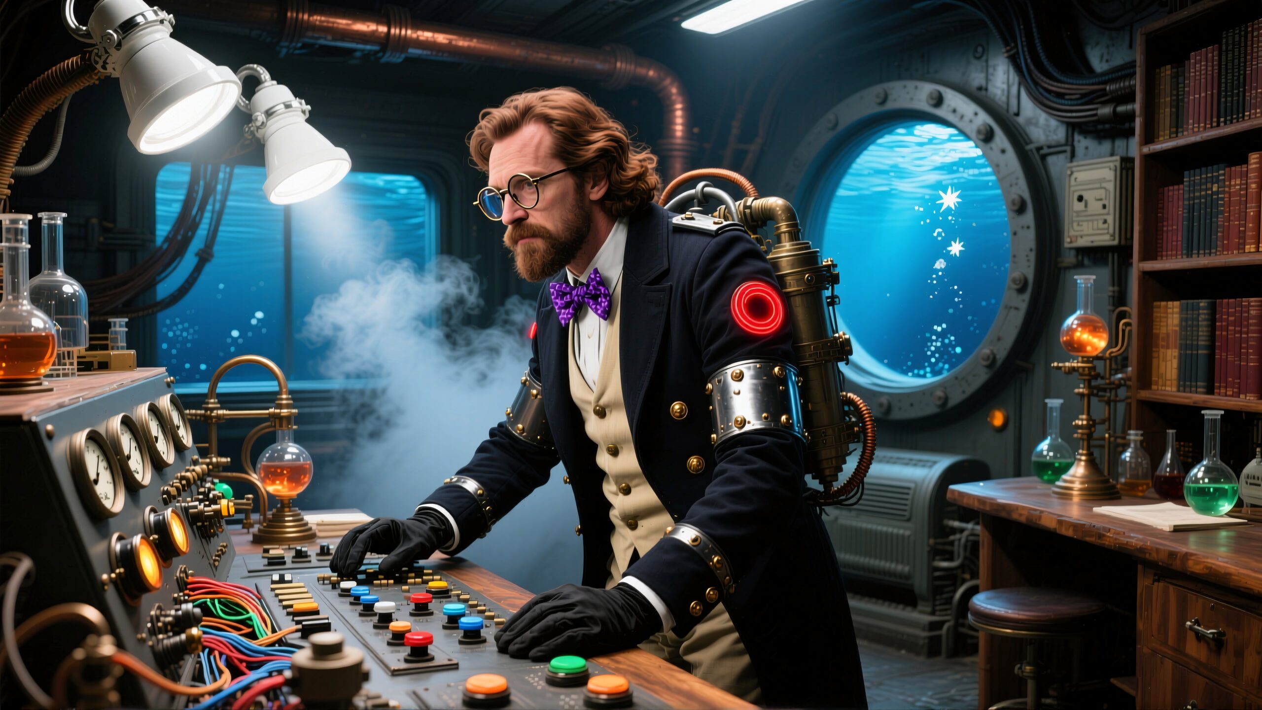 Steampunk Scientist in Submarine