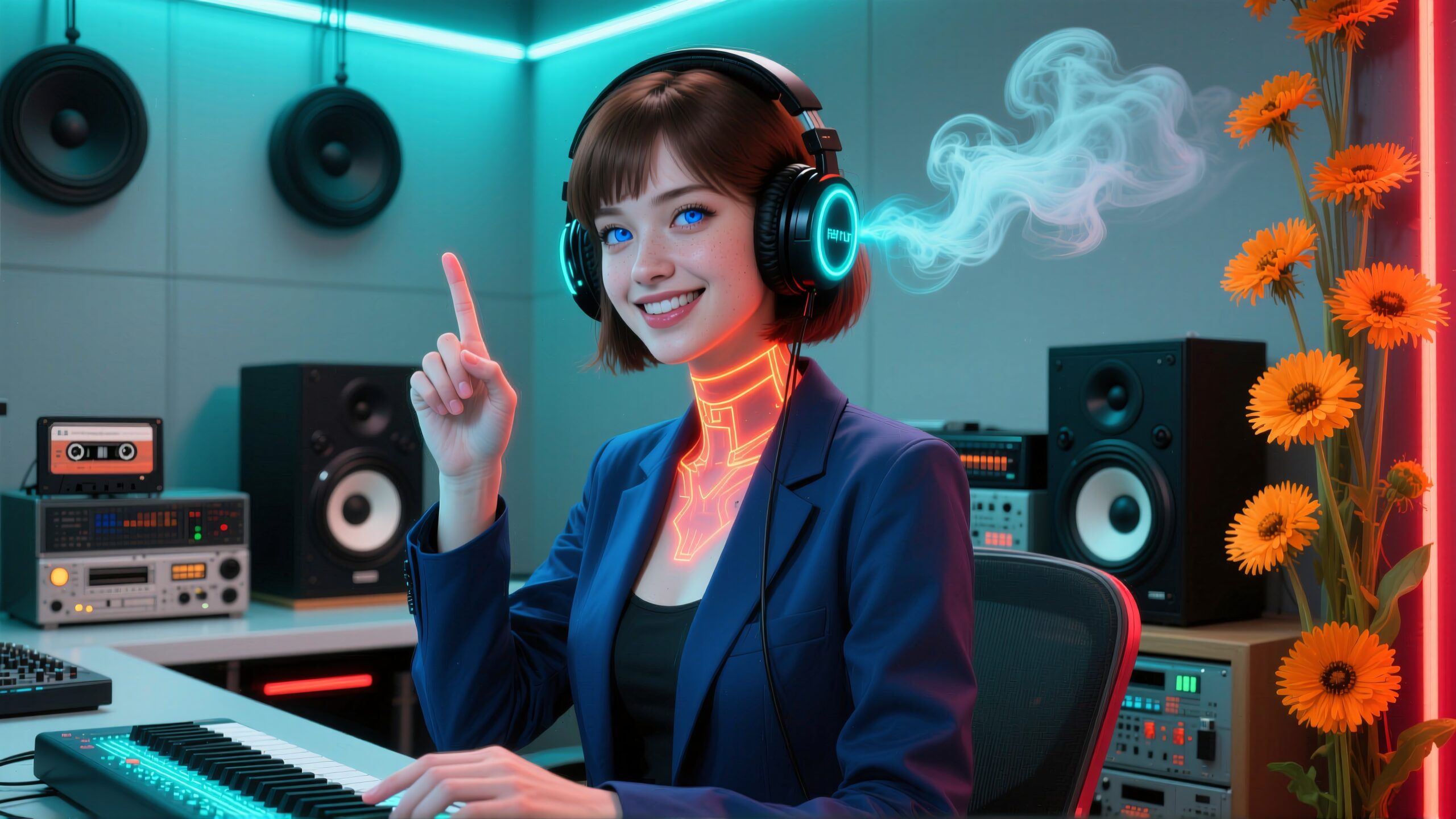 Futuristic Musician in Studio Setup