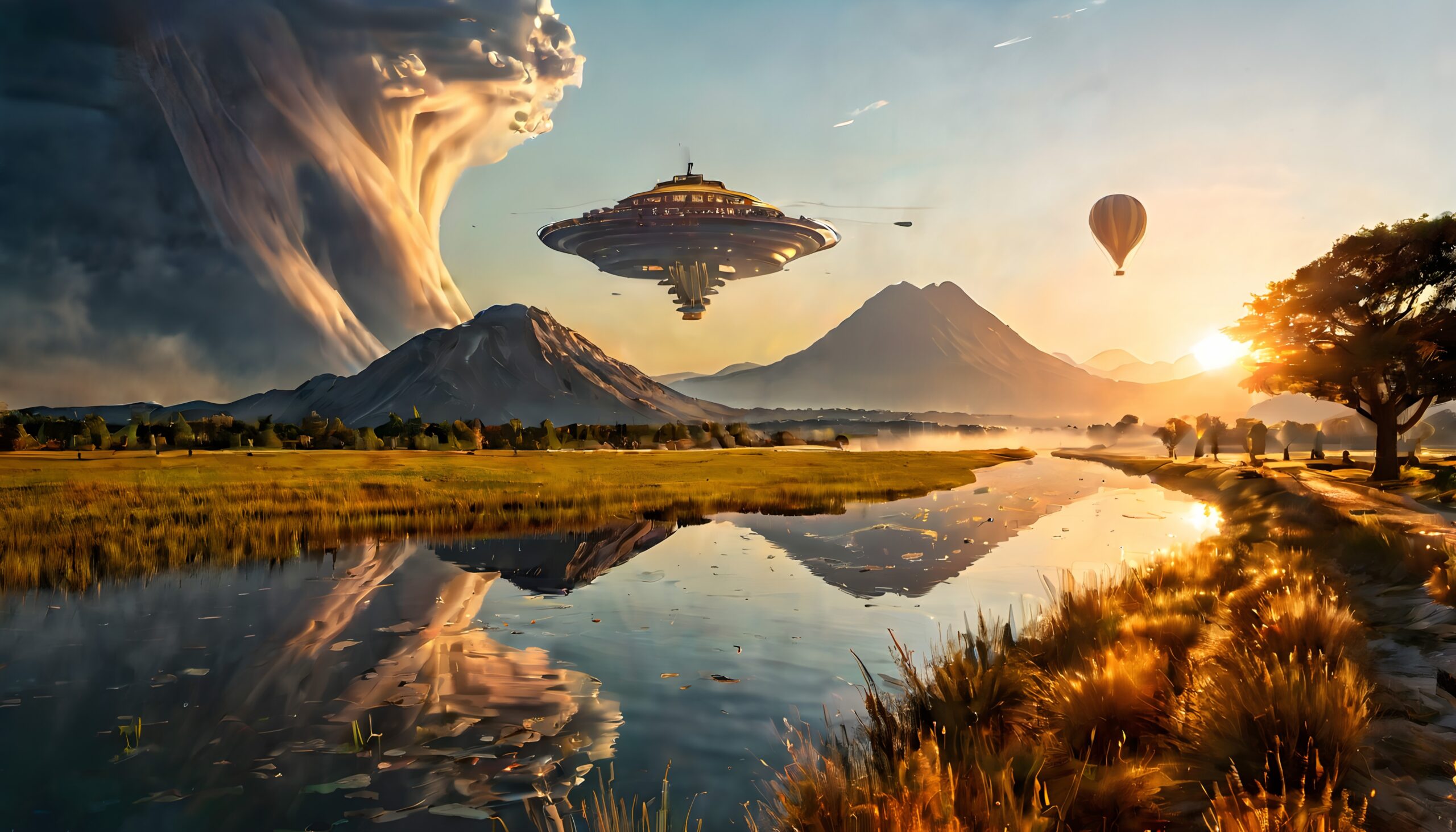 Sci-Fi Landscape with Spaceship