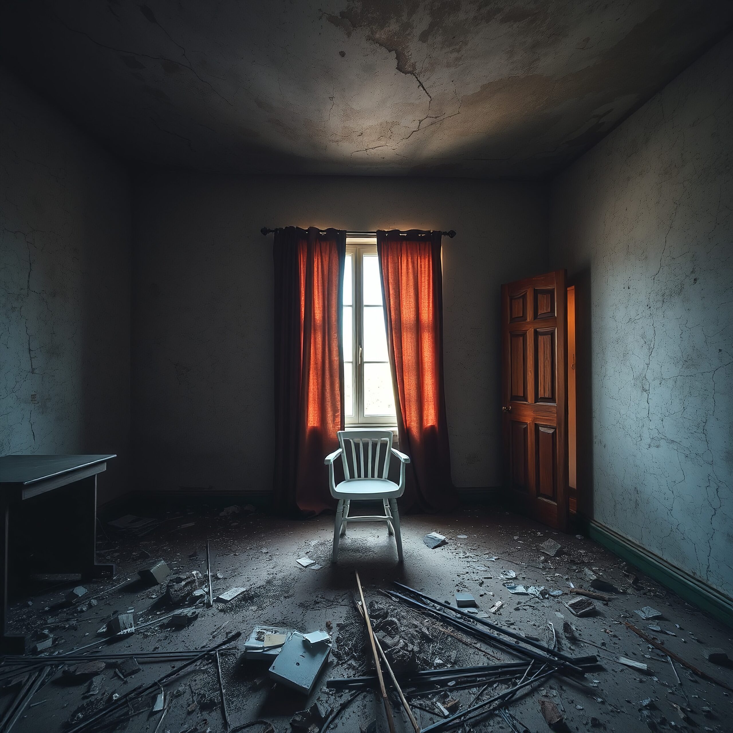 Solitary Chair in Abandoned Room