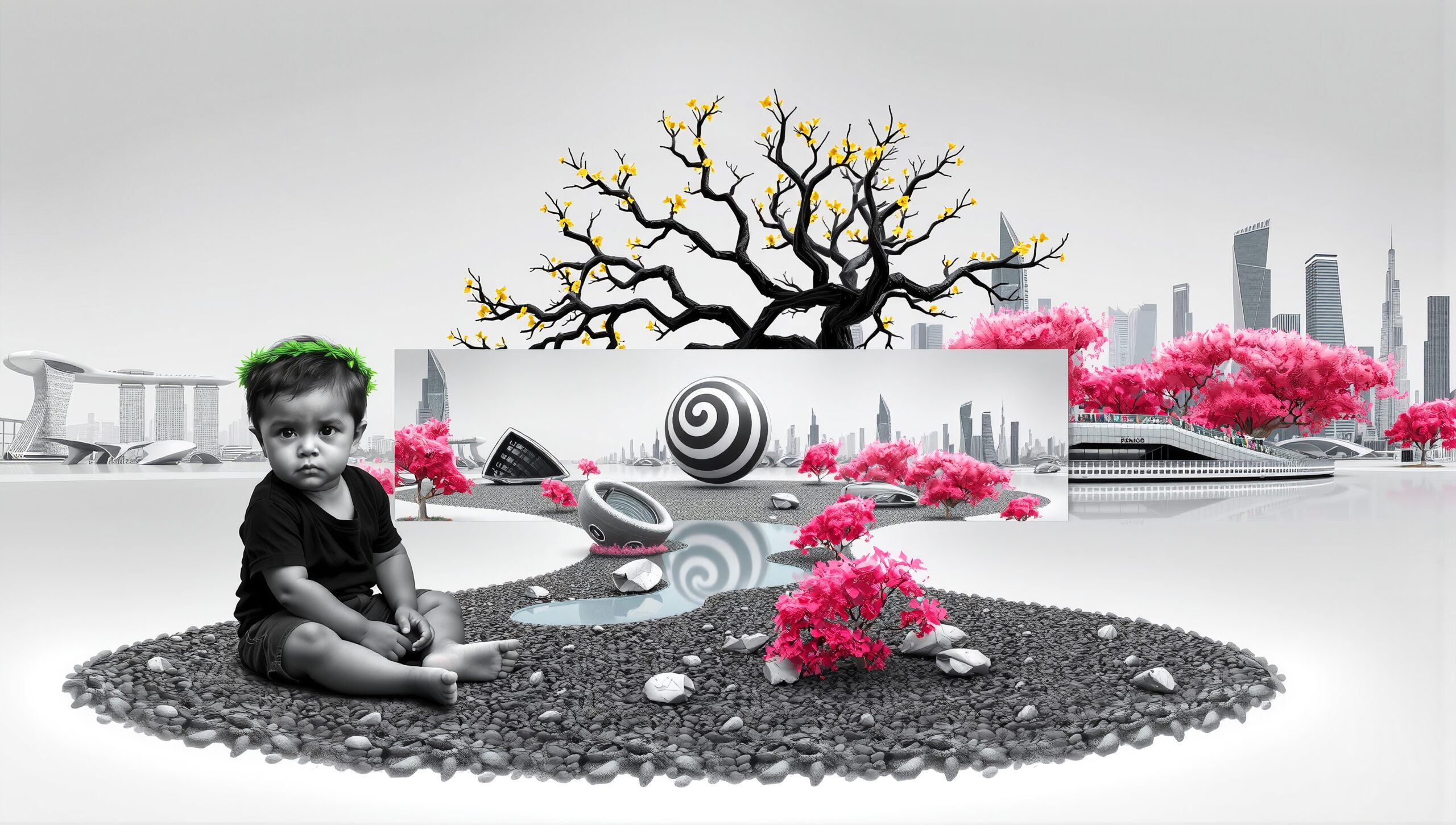 Vibrant Fusion of Nature and Future