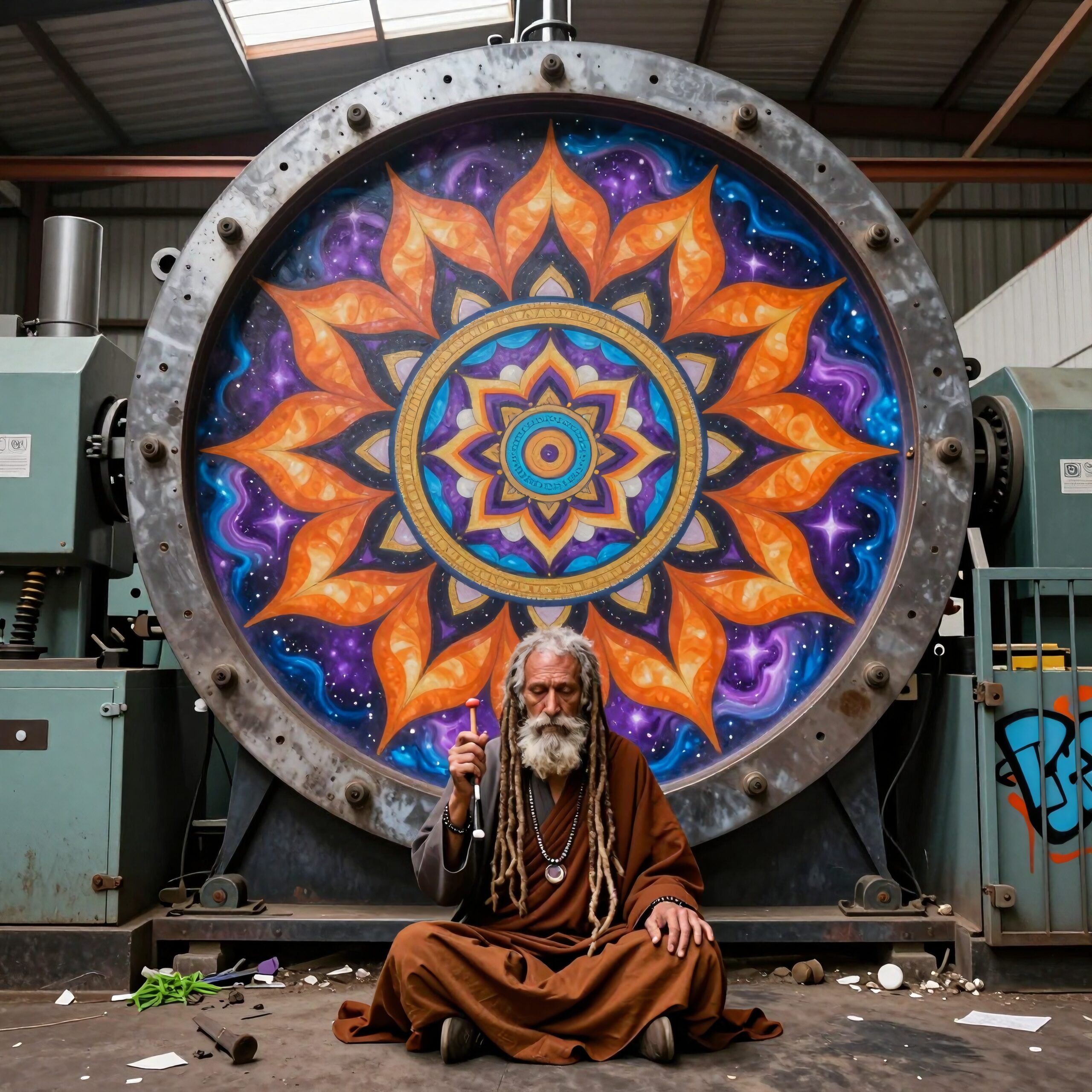 Meditation in an industrial space