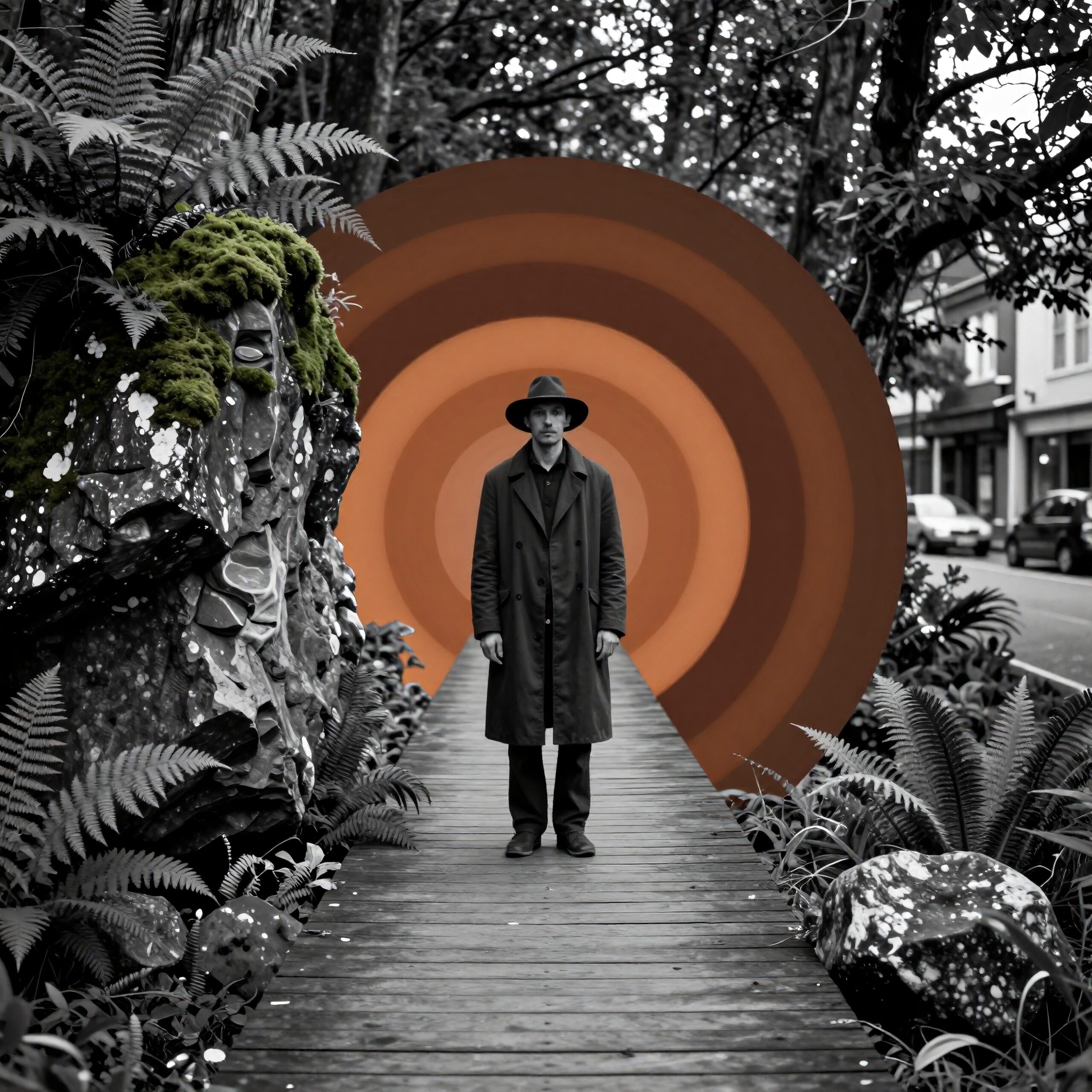 Surreal Pathway in Orange Portal