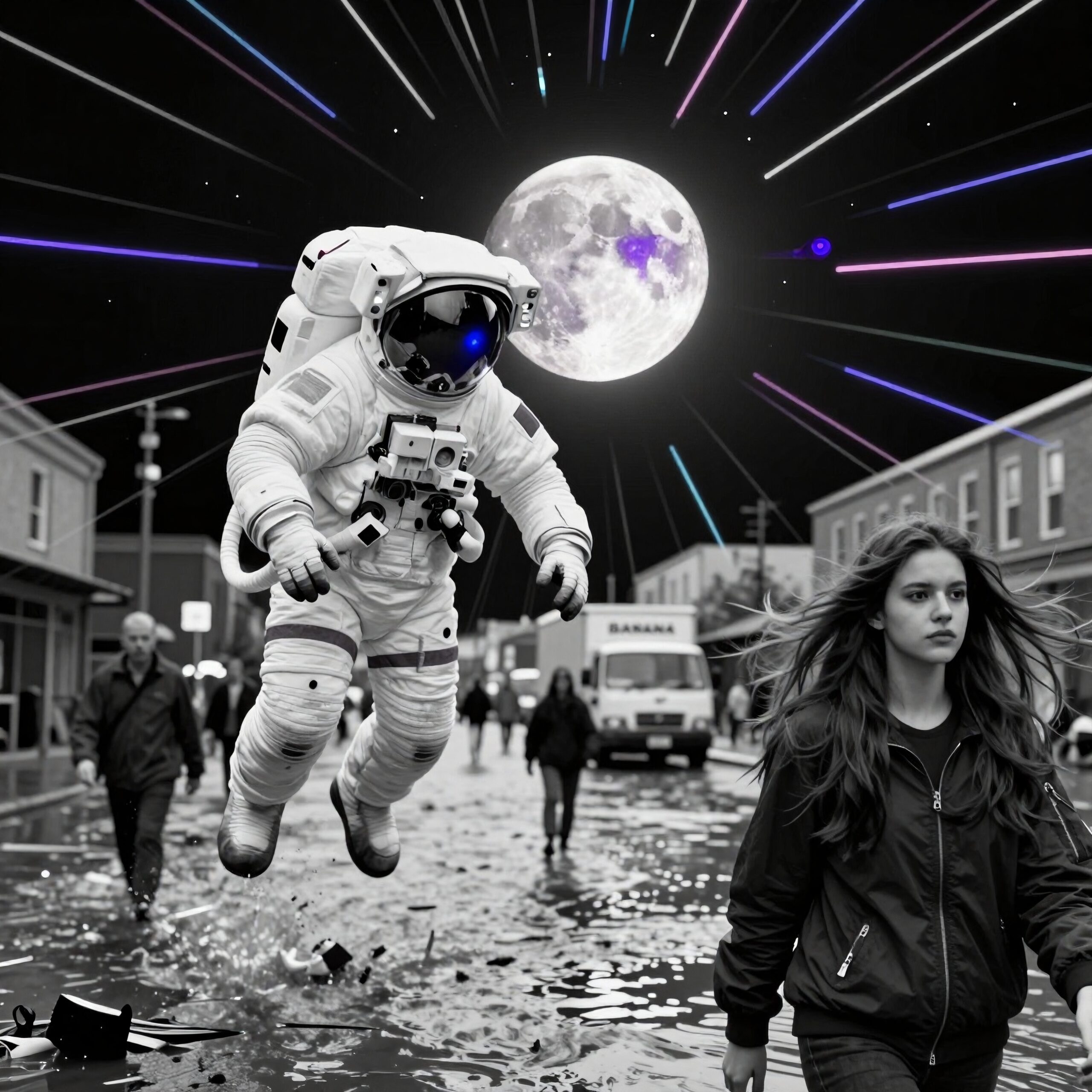 Astronaut in Urban Moonlight Fantasy