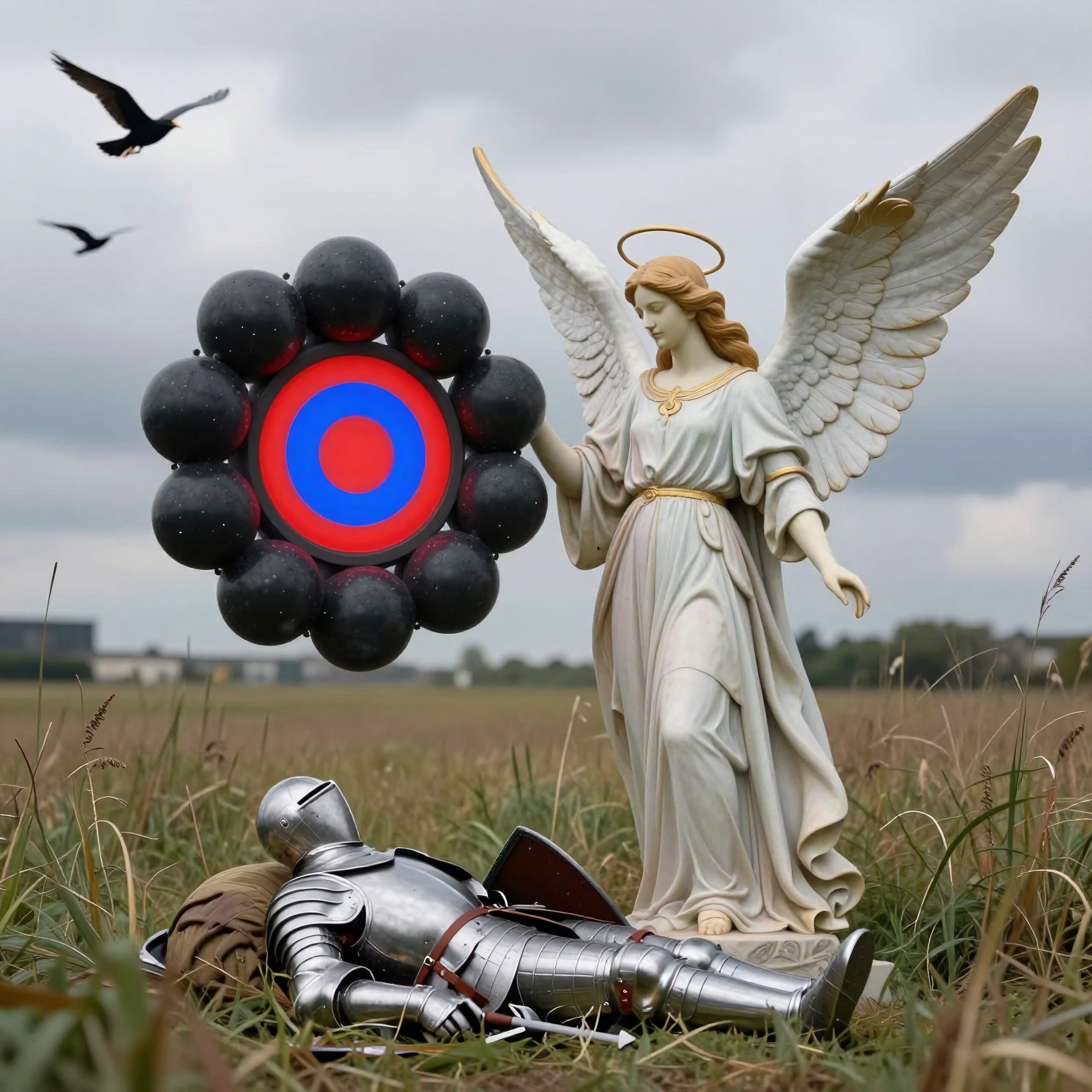 Heavenly Guardian in Grassy Field