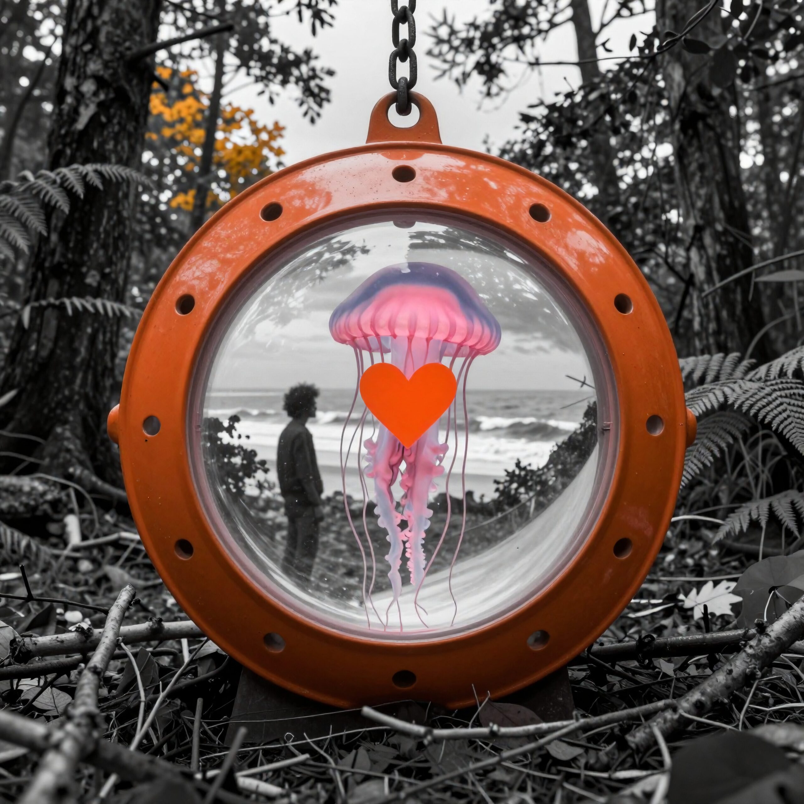 Vibrant Jellyfish in Forest Scene