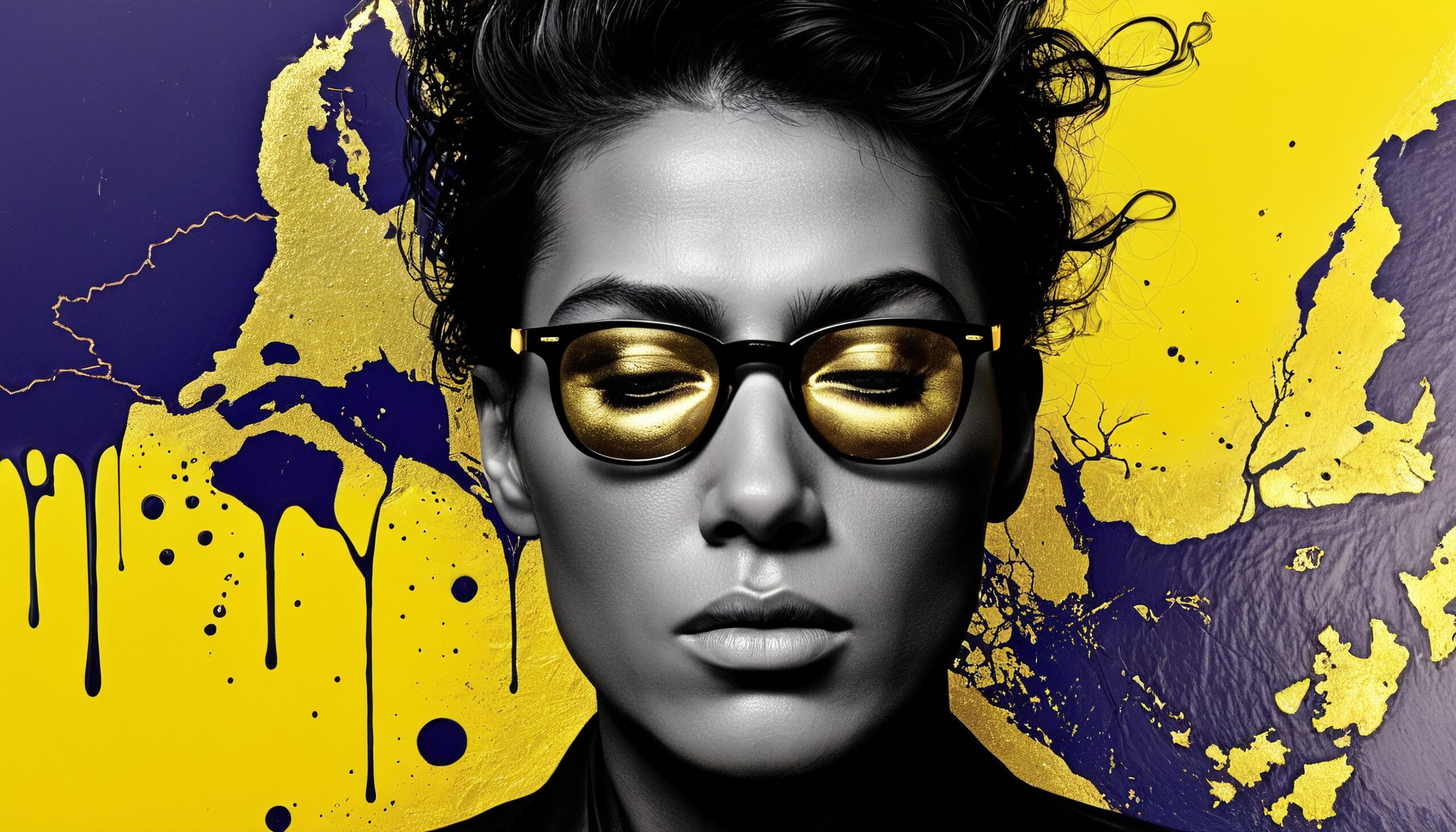 Abstract Portrait with Gold Accents