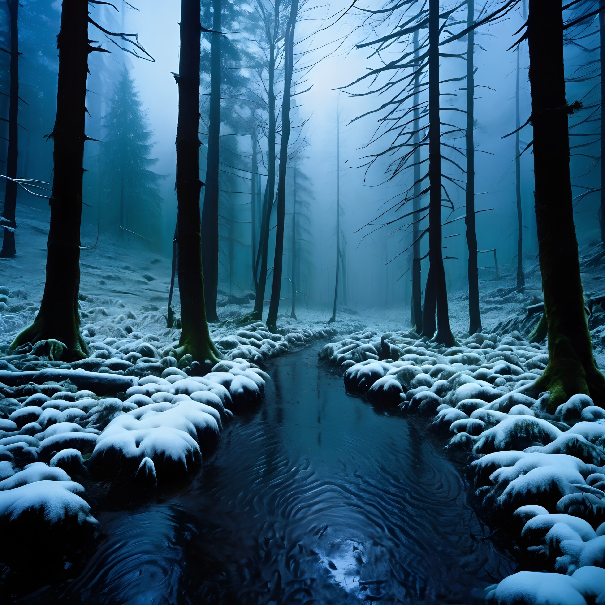 Serene Winter Forest Stream