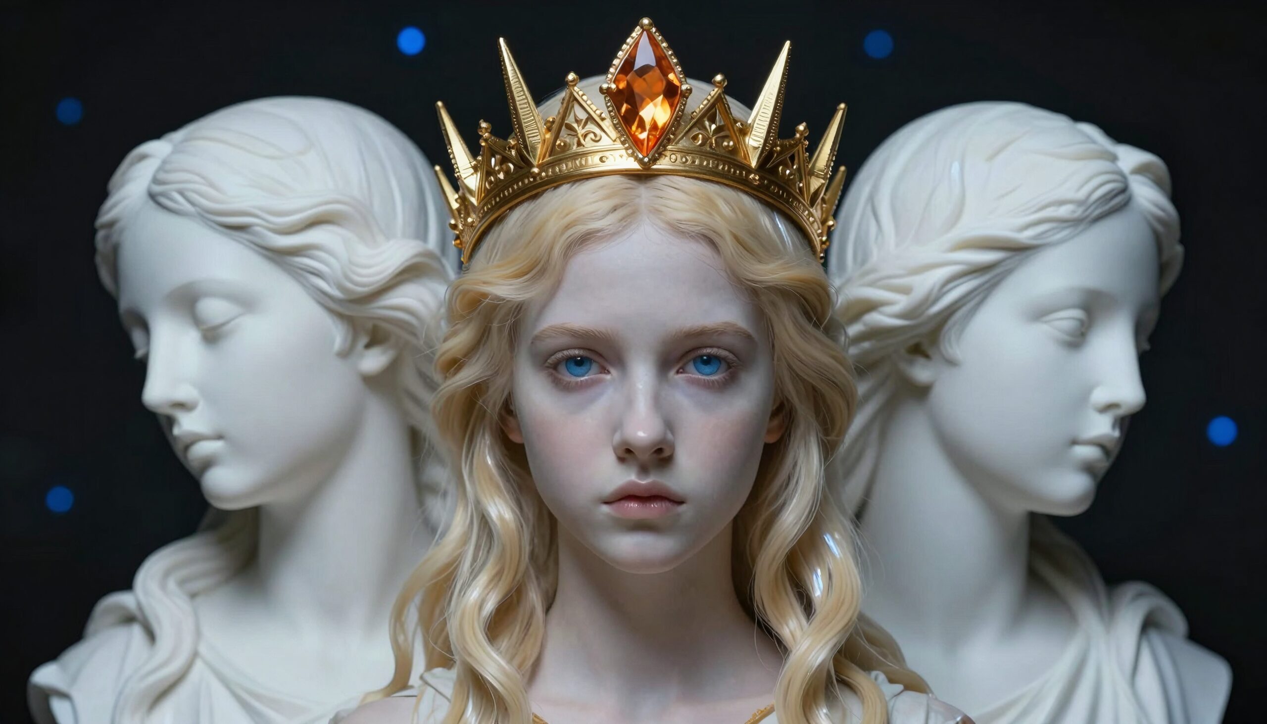 Regal Portrait Amongst Marble Statues