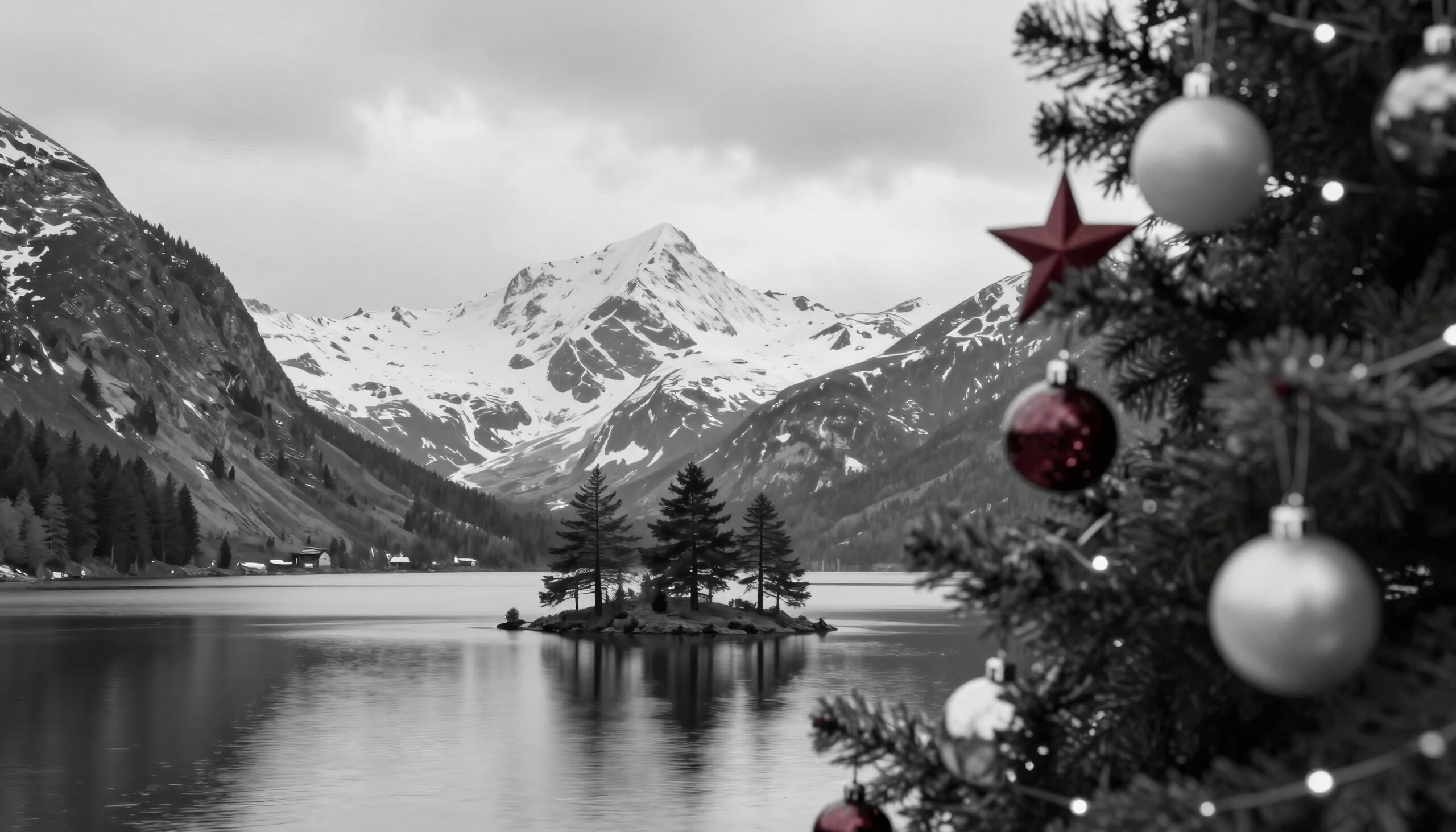 Winter Wonderland with Christmas Ornaments