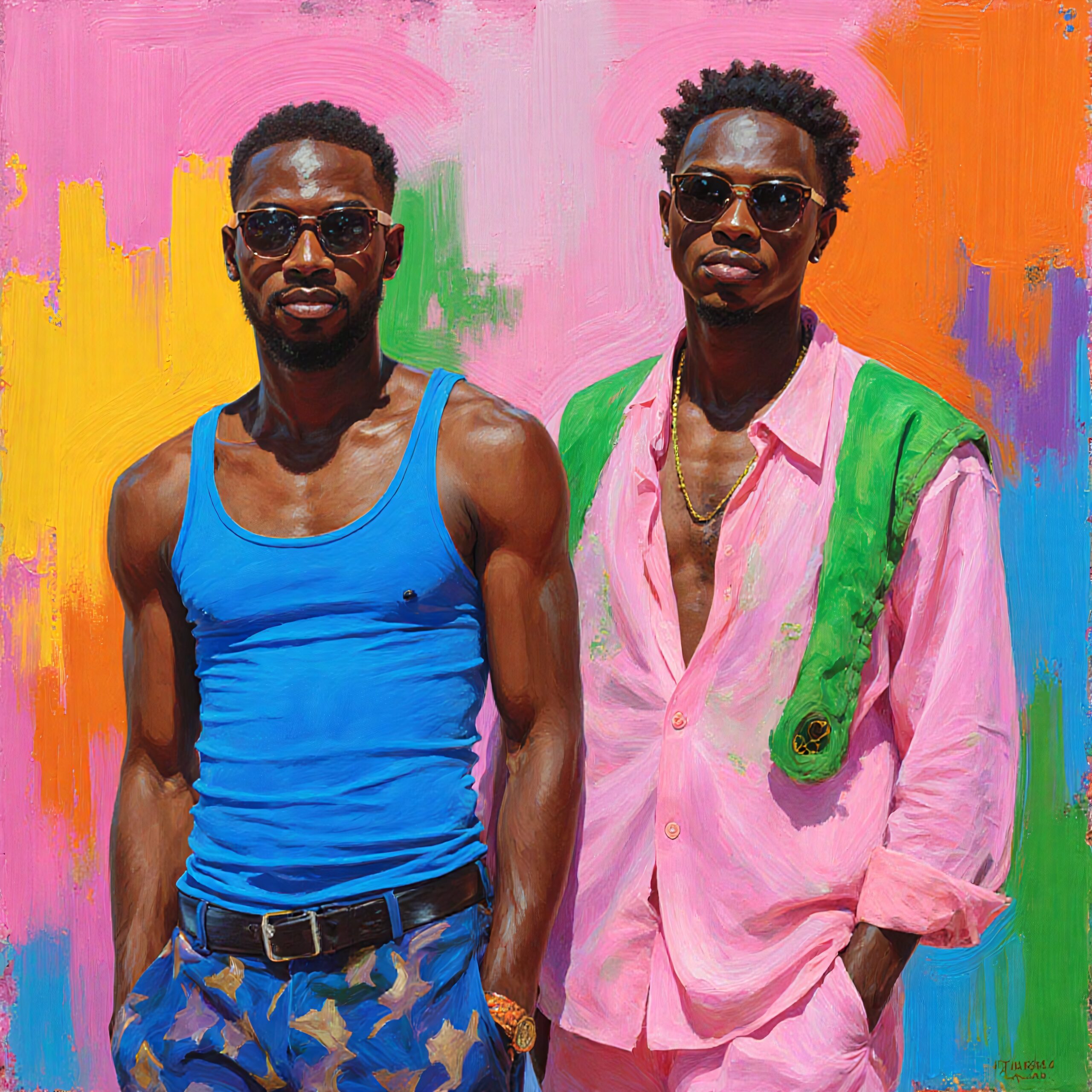 Vibrant Fashion Portrait Pair