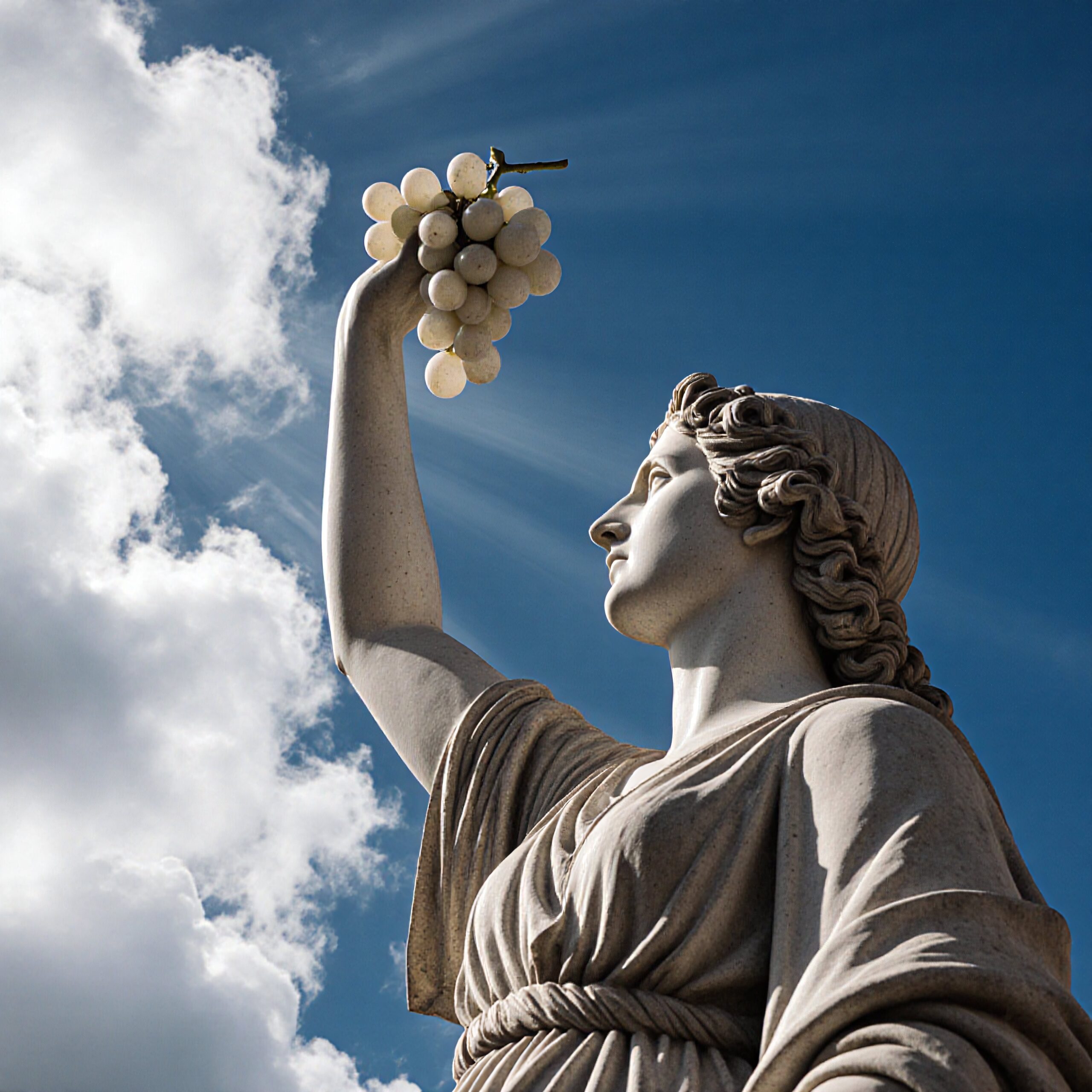 Statue Celebrates Abundance Under Sky