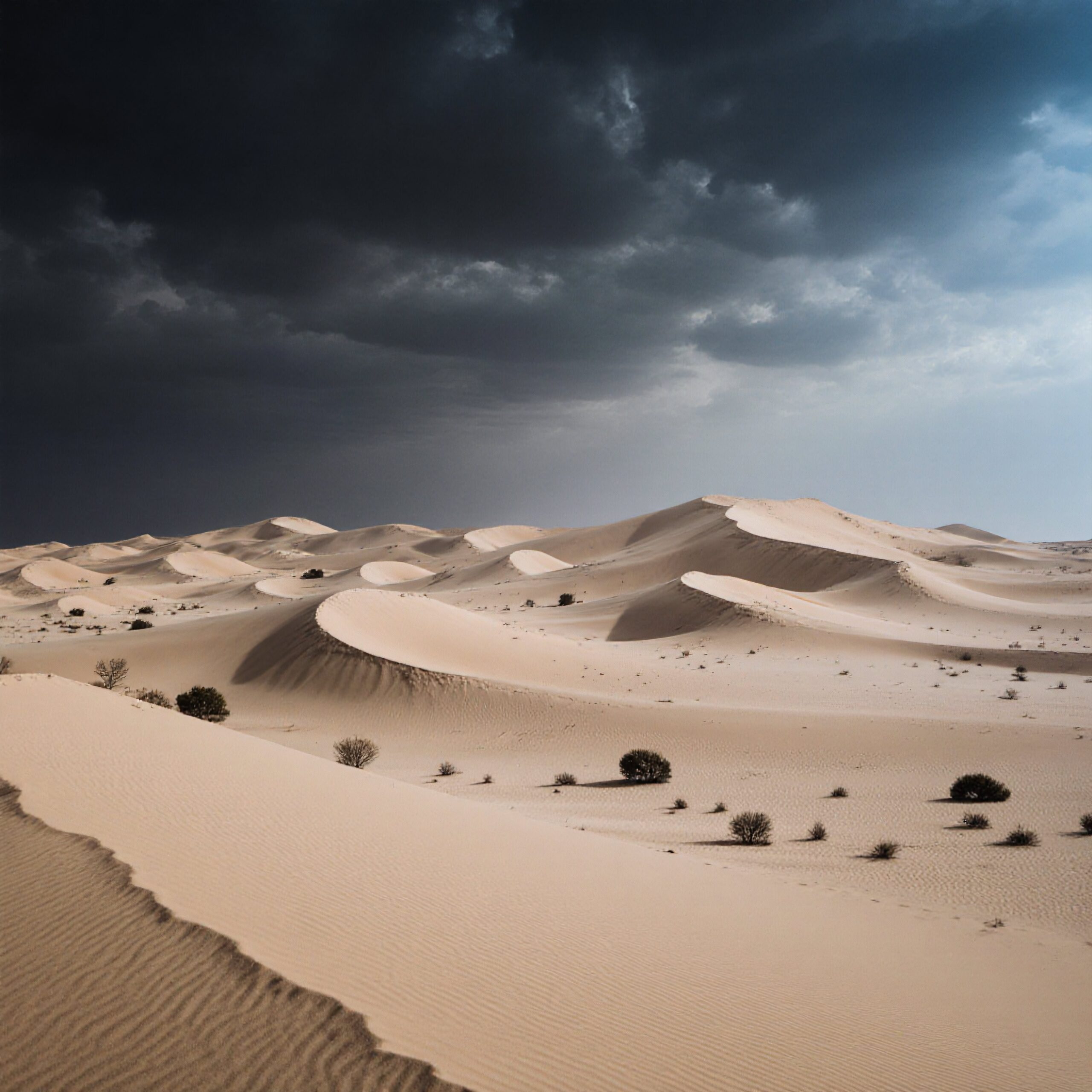 Storm Approaching Over Desert Dunes