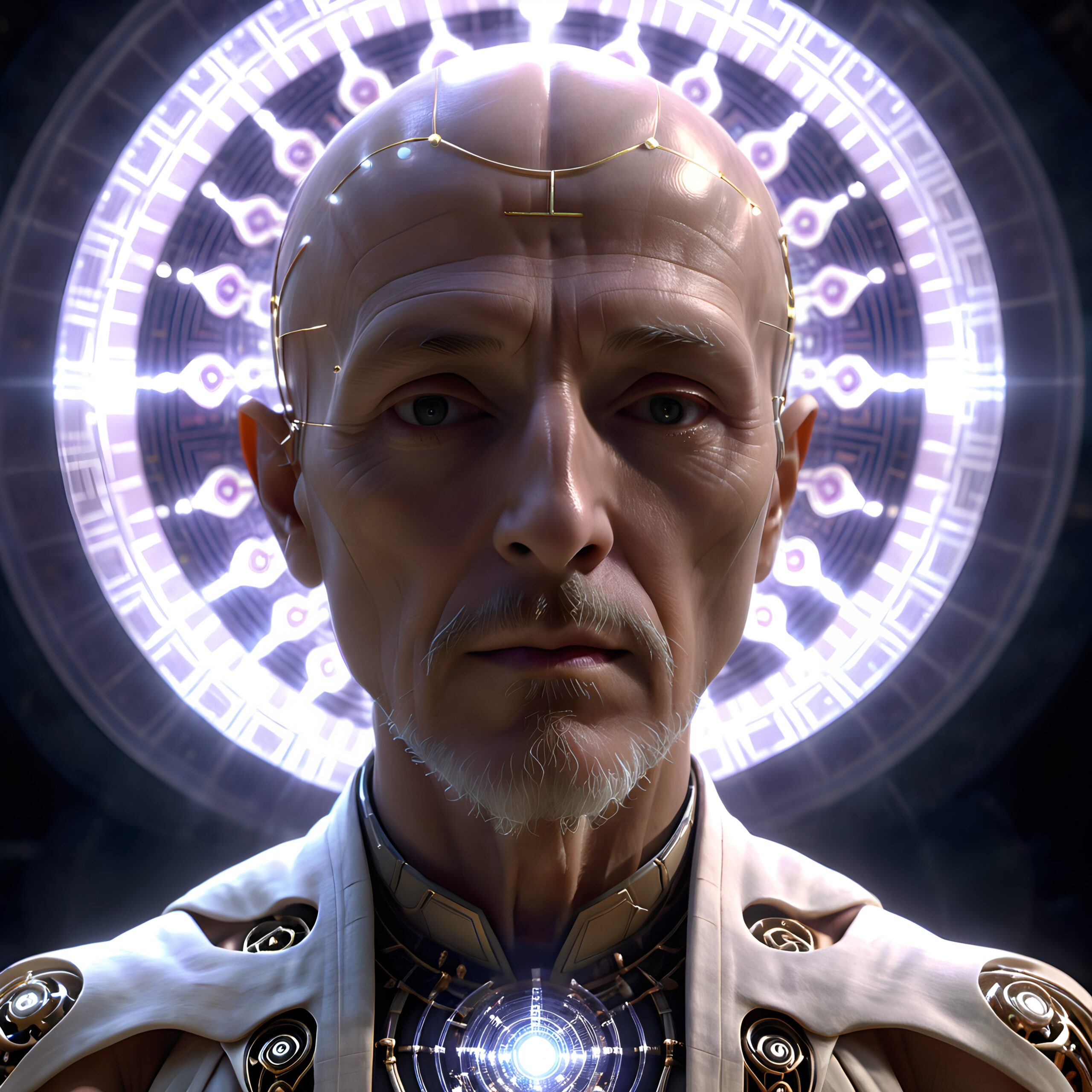 Futuristic Man with Glowing Halo