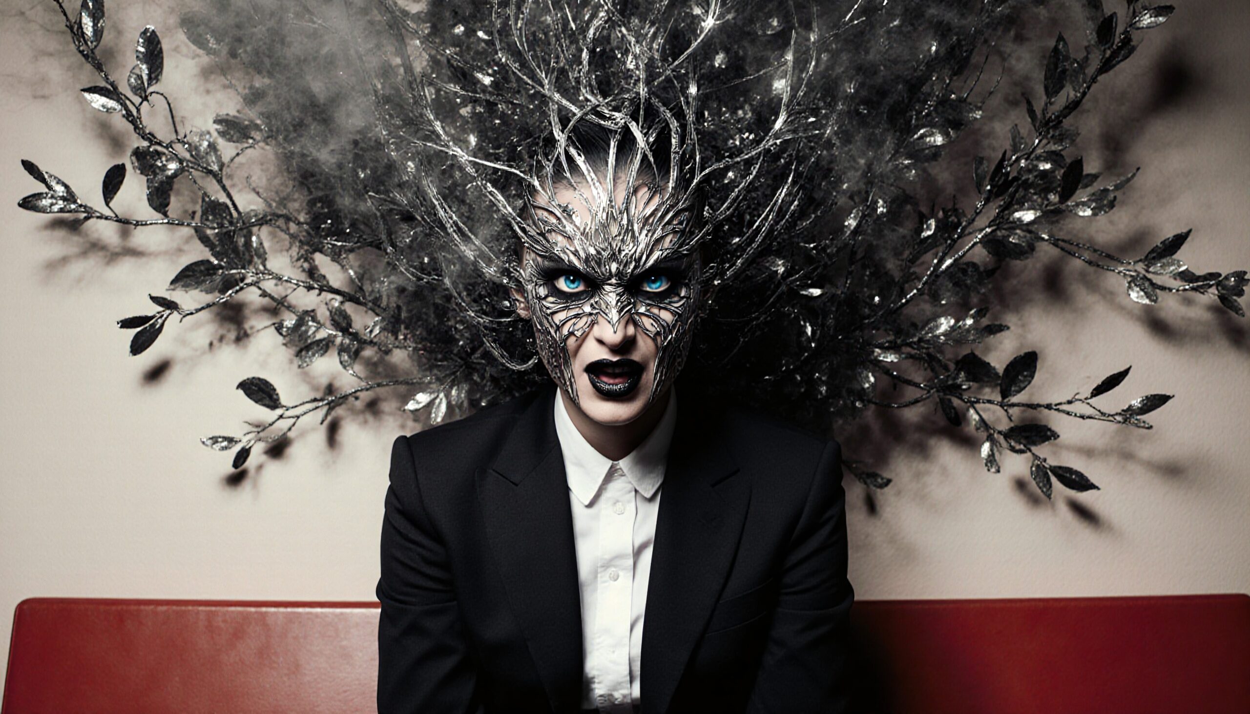 Enigmatic Figure with Metallic Mask