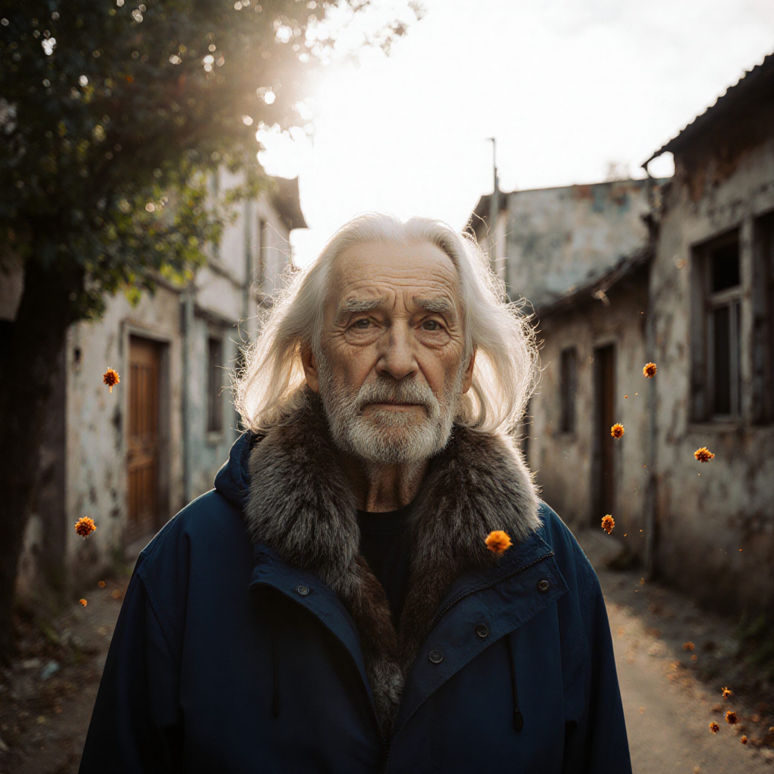 Elderly Man in Rustic Street