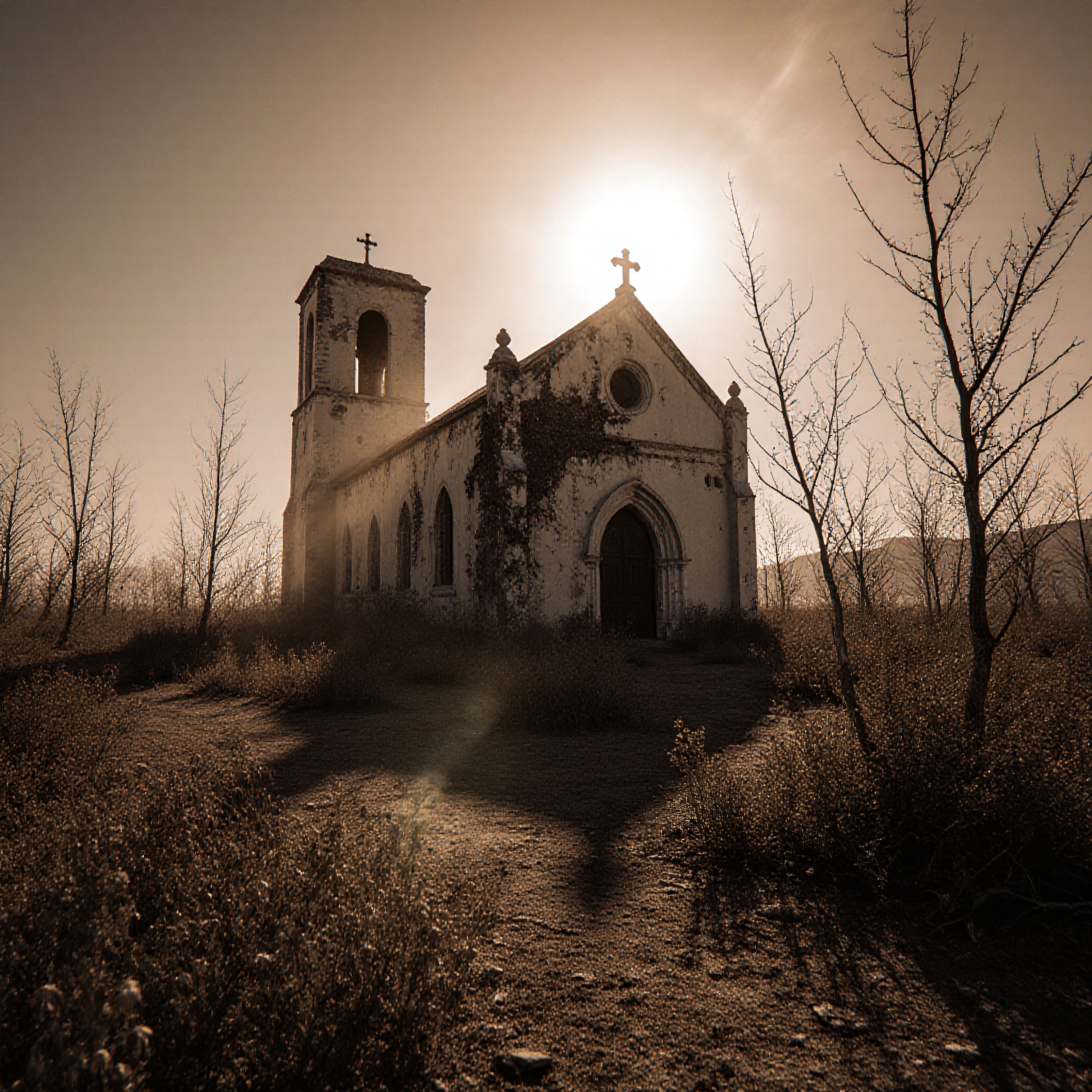 Abandoned Church in Sepia Light