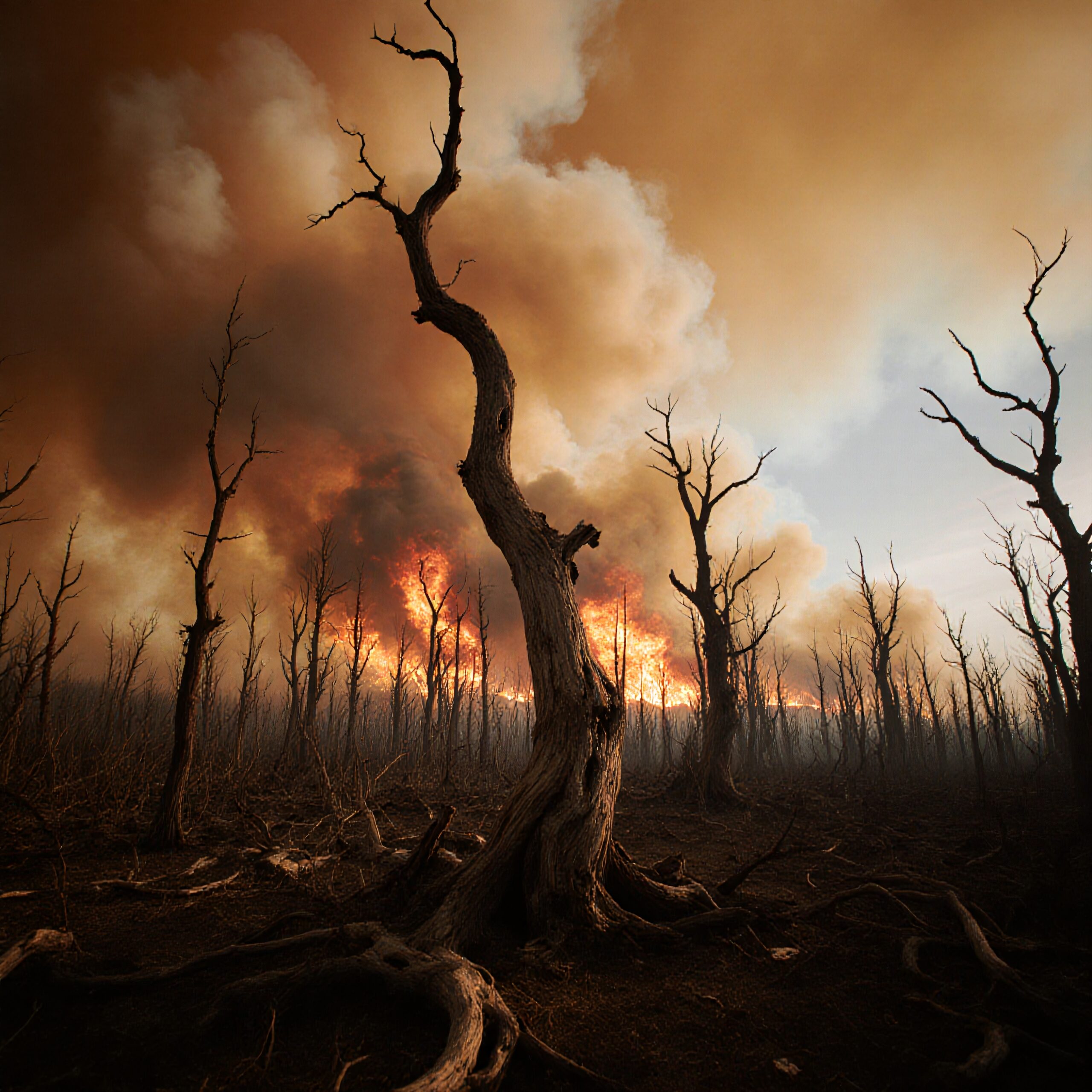 Forest Consumed by Wildfire Flames