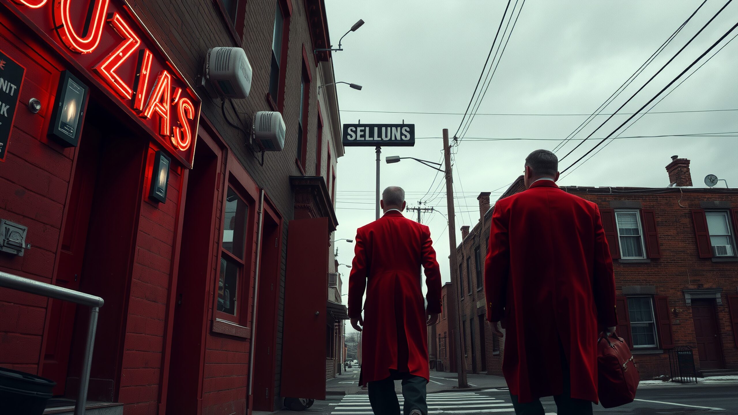 Red Coats on City Street