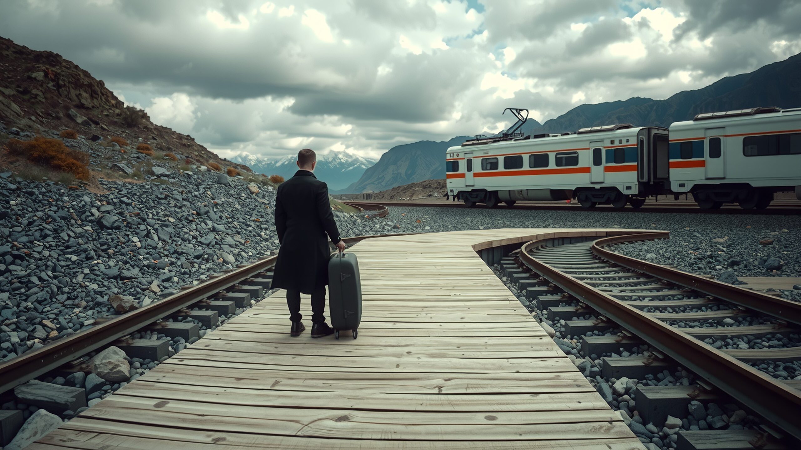 Lonely Traveler Awaits His Train