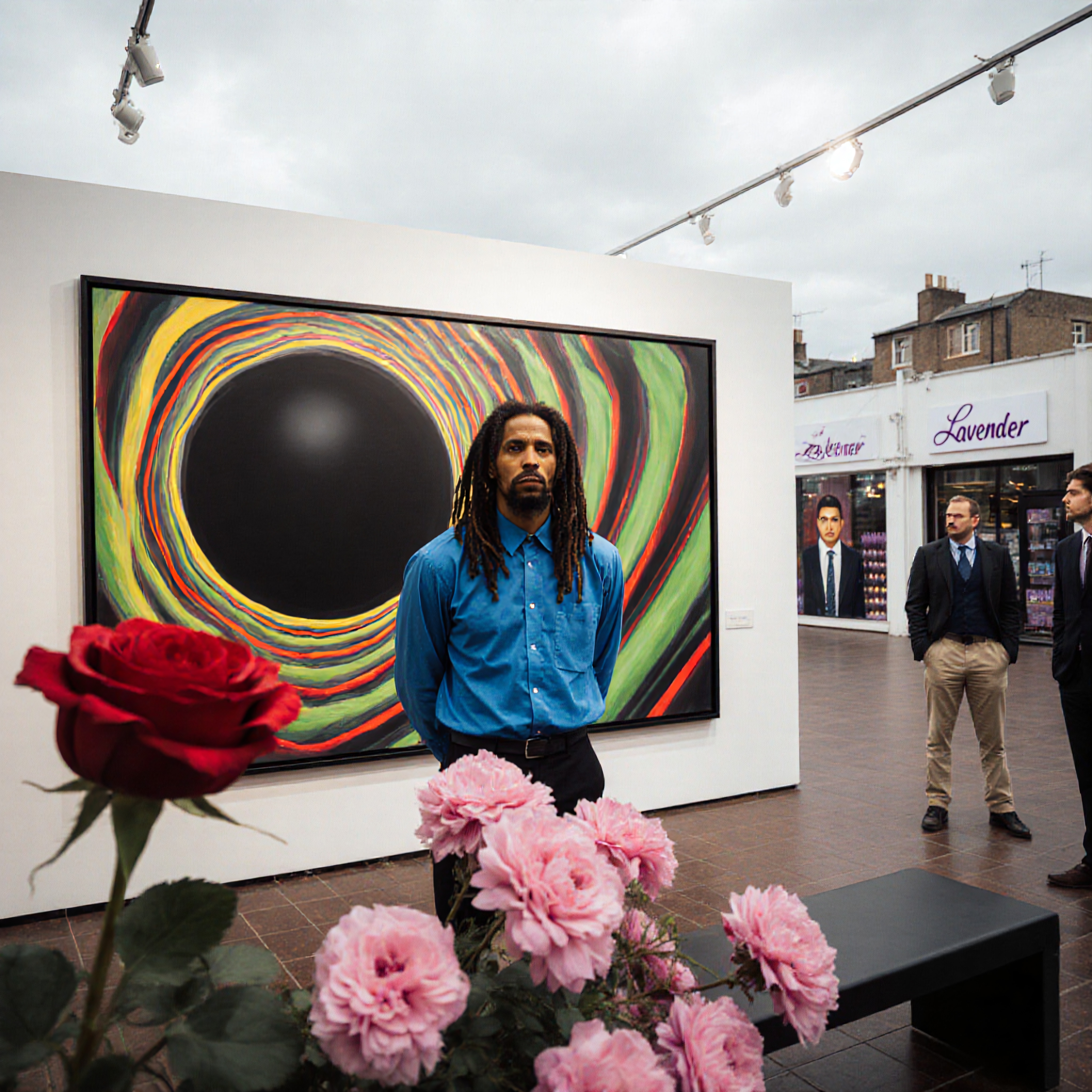 Art Gallery Exhibition with Flowers