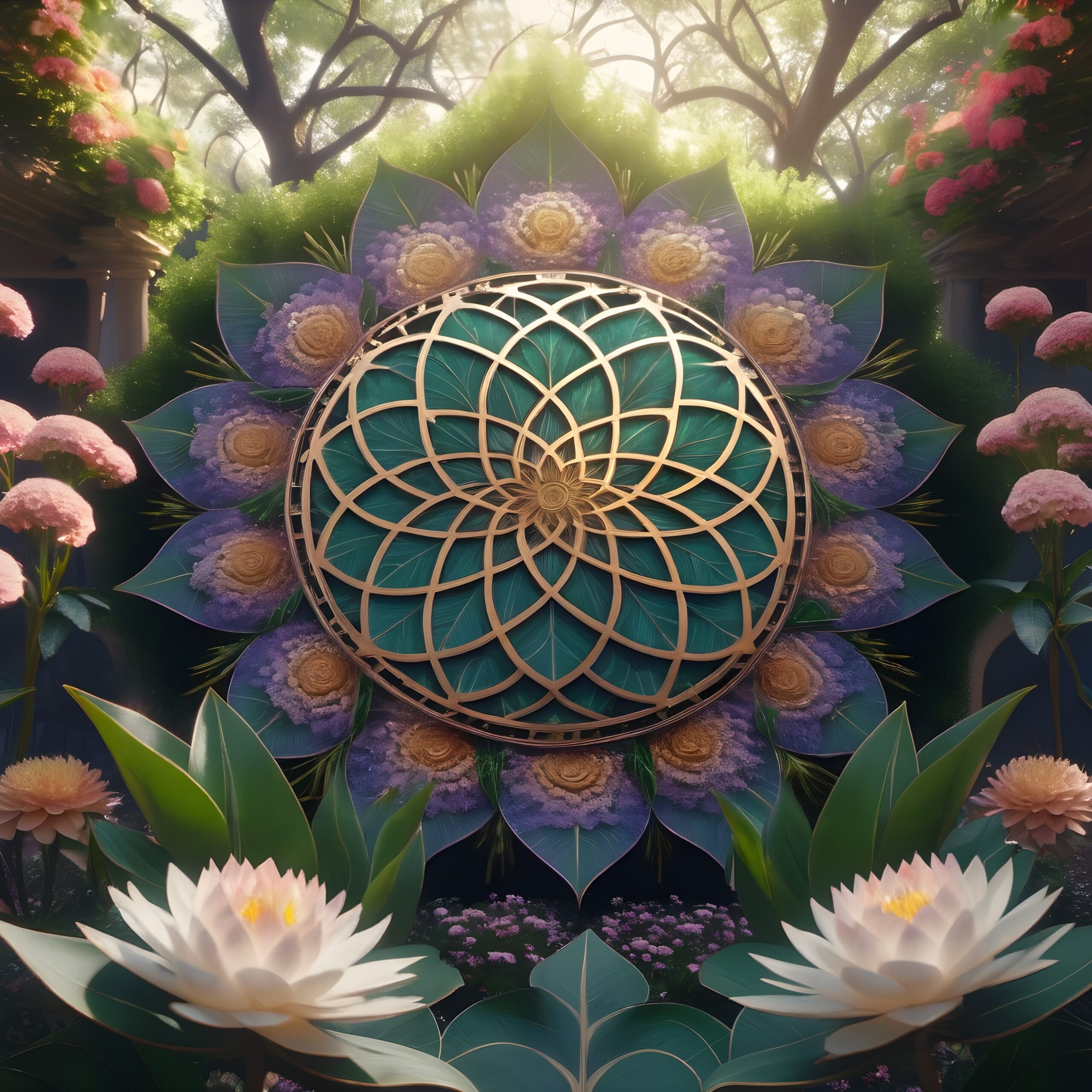 Ethereal Garden Mandala and Blooms
