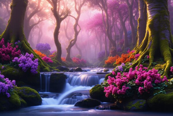 Mystical Forest Waterfall Dream Paradise