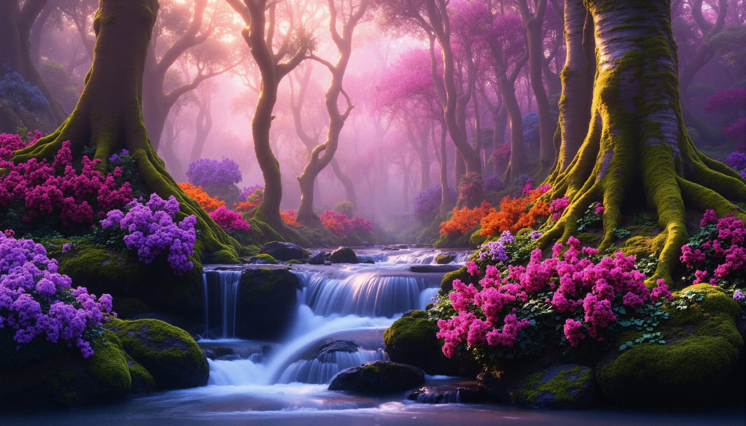 Mystical Forest Waterfall Dream Paradise