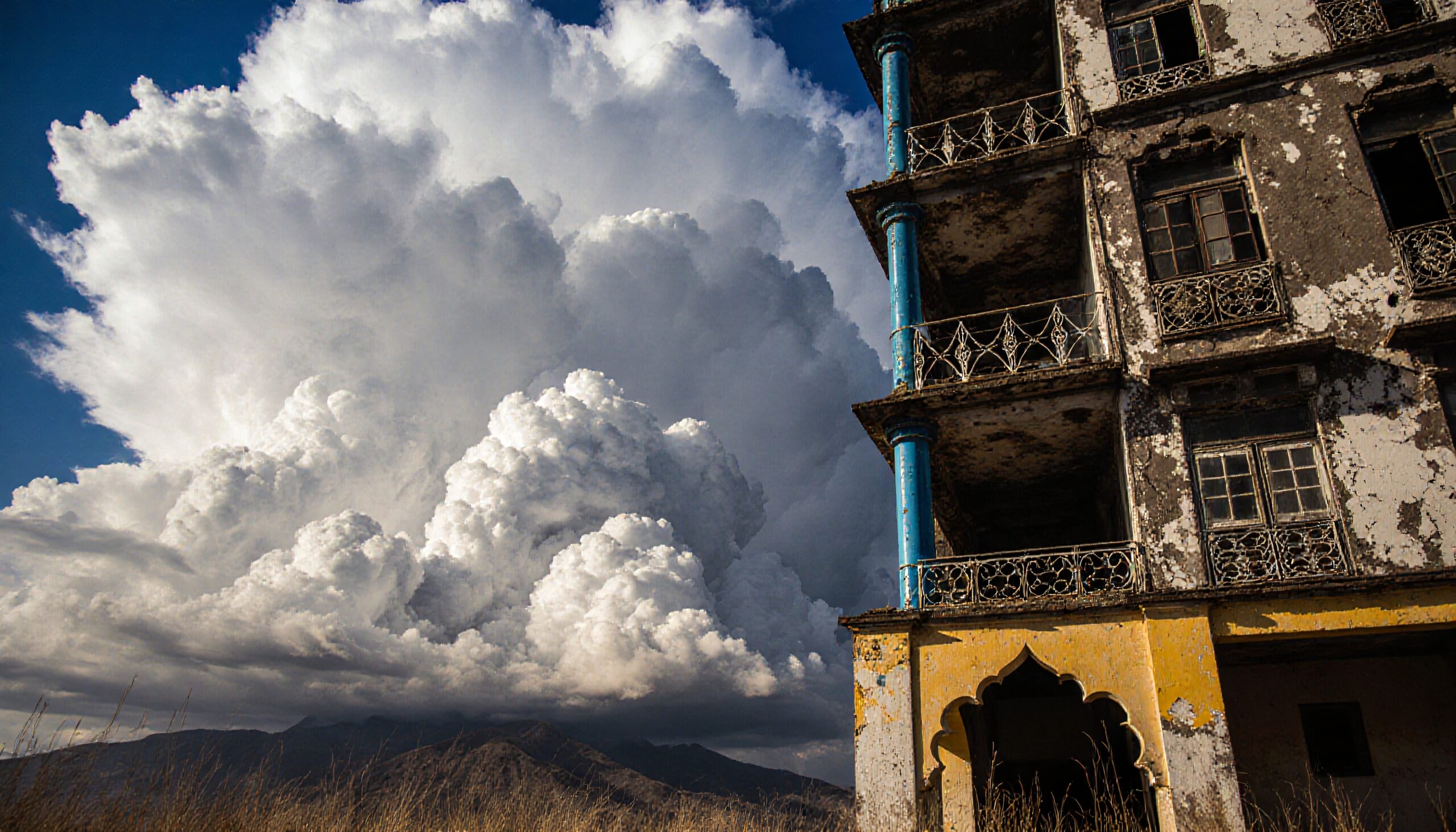 Towering Clouds and Abandoned Architecture
