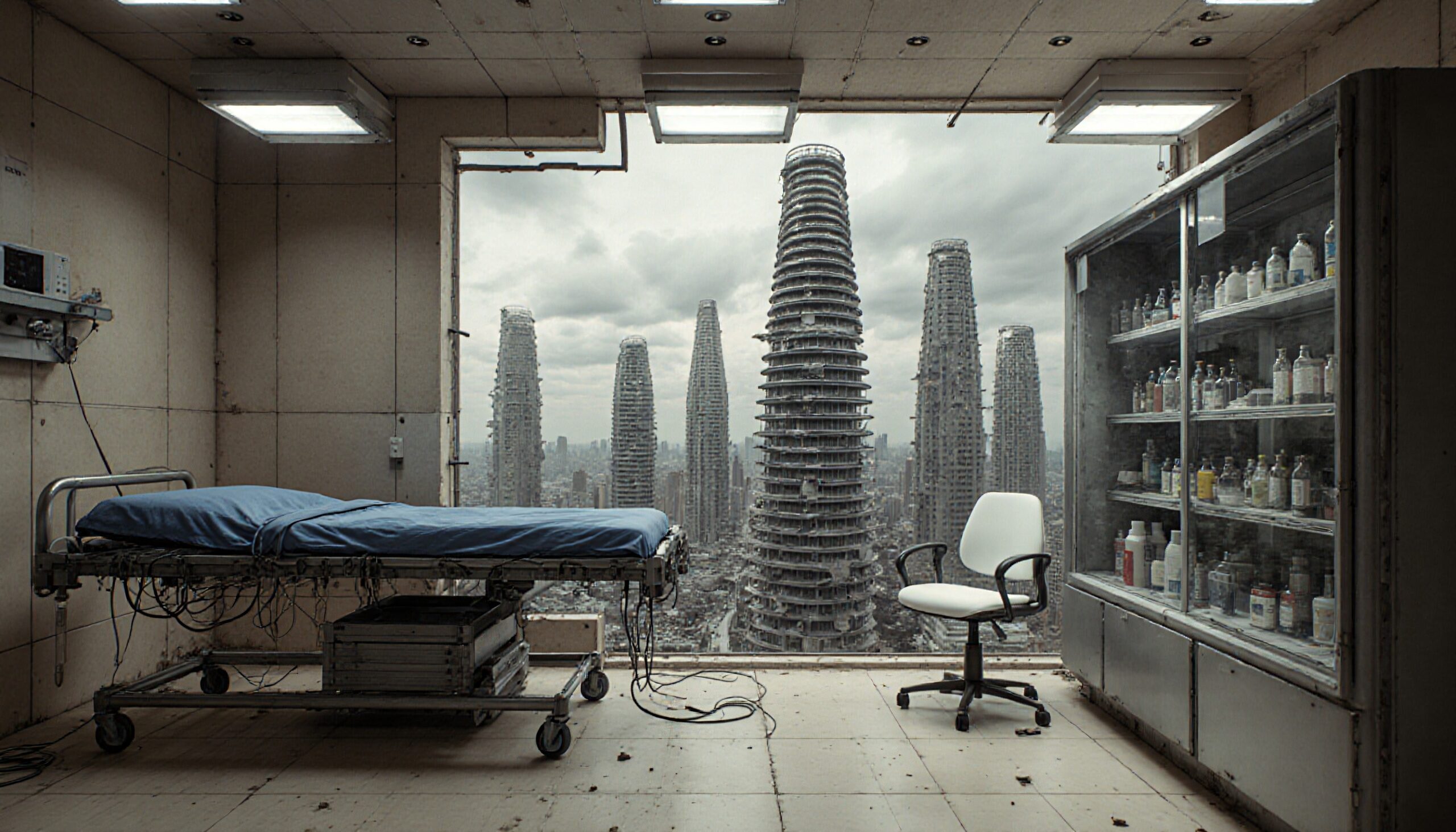 Dystopian Hospital Room Skyline