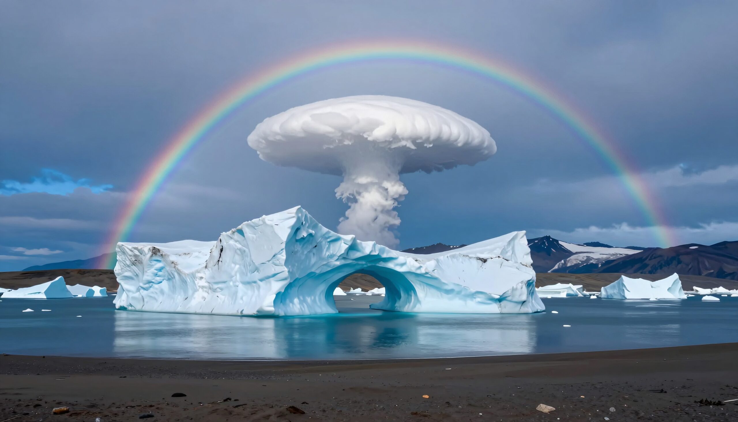 Rainbow Over Iceberg and Cloud
