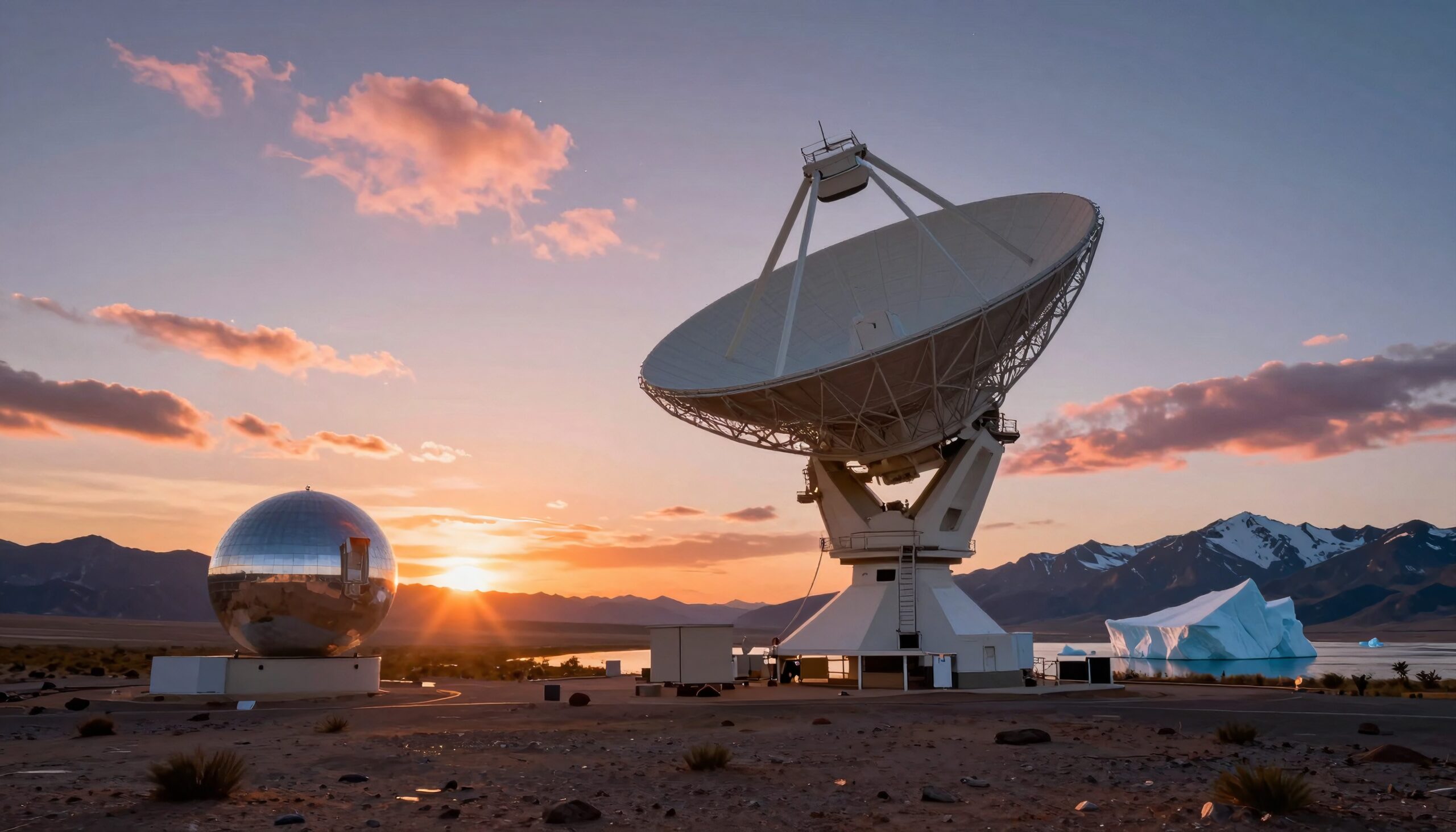 Satellite Dish Under Stunning Sunset