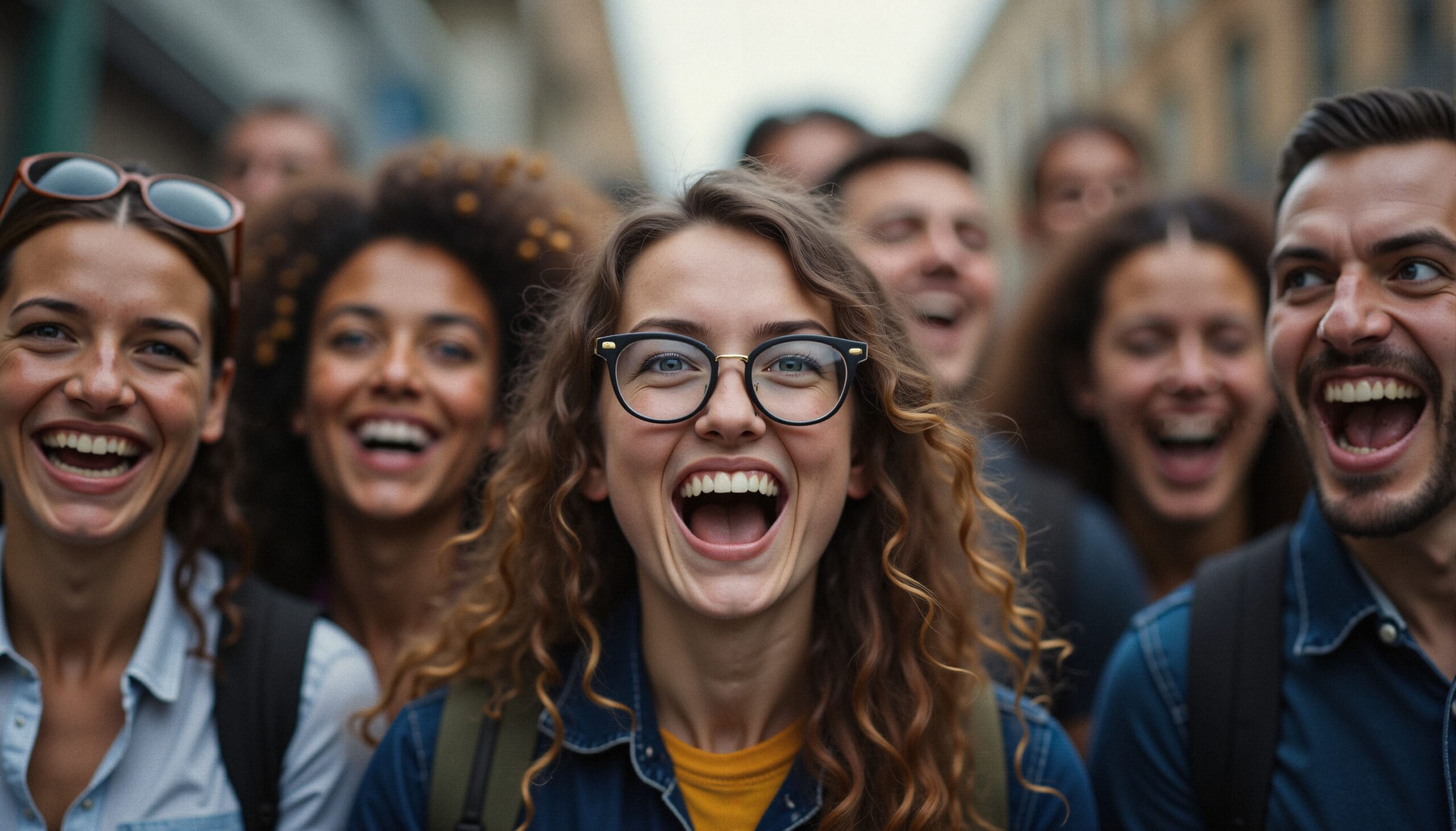 Joyful Friends In Urban Setting