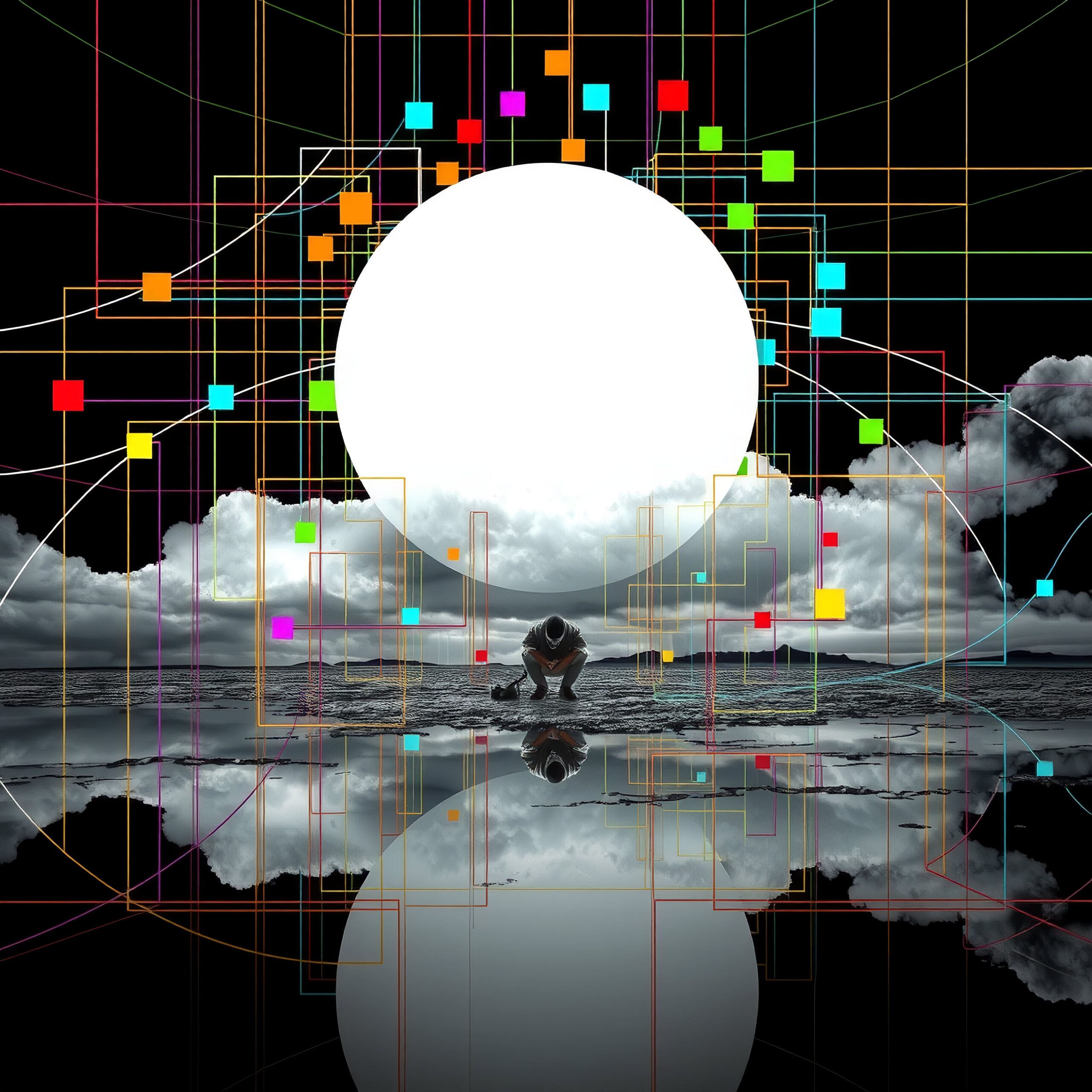 Contemplation Beneath Cosmic Art