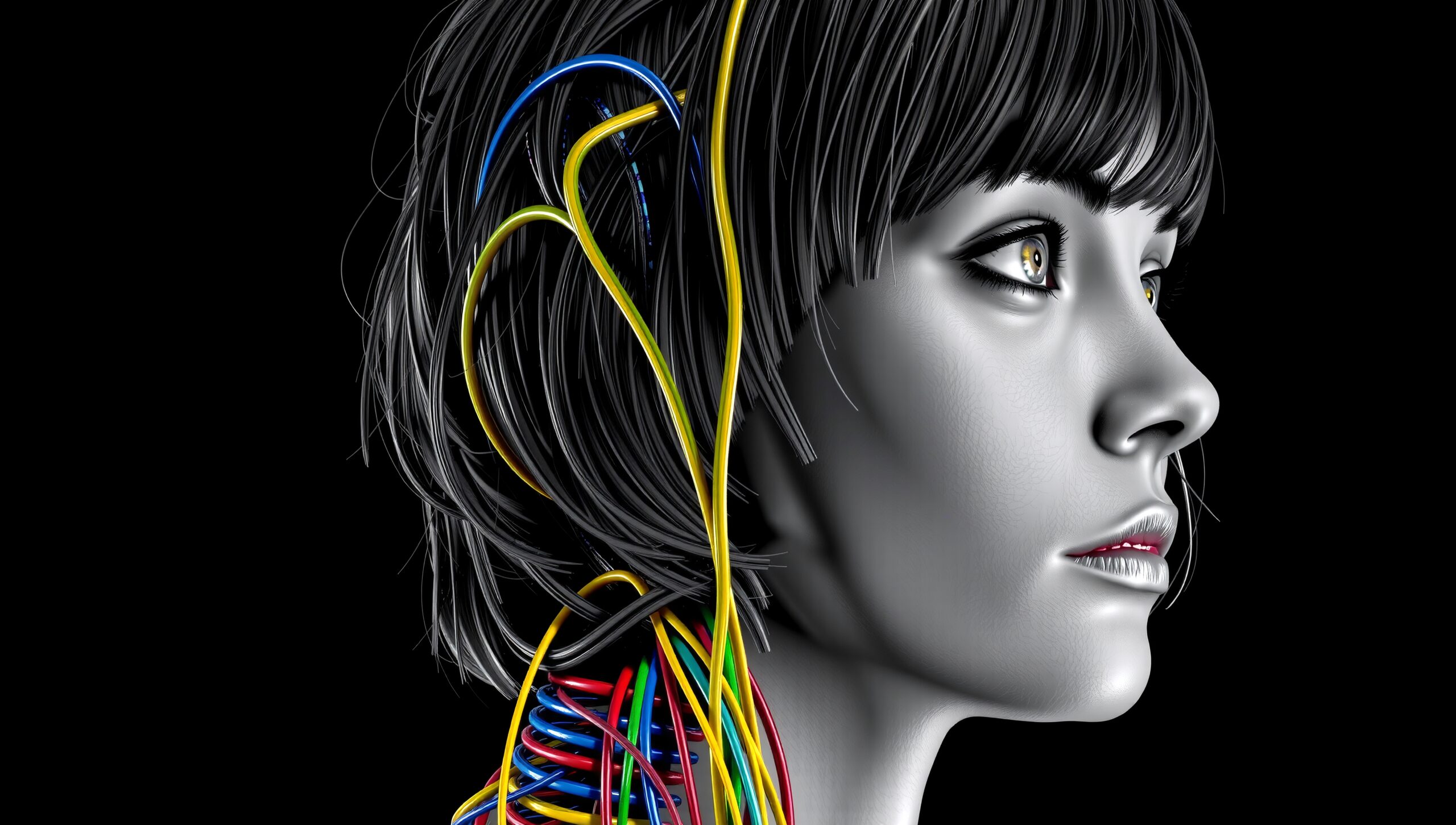Futuristic Human-Tech Fusion Portrait
