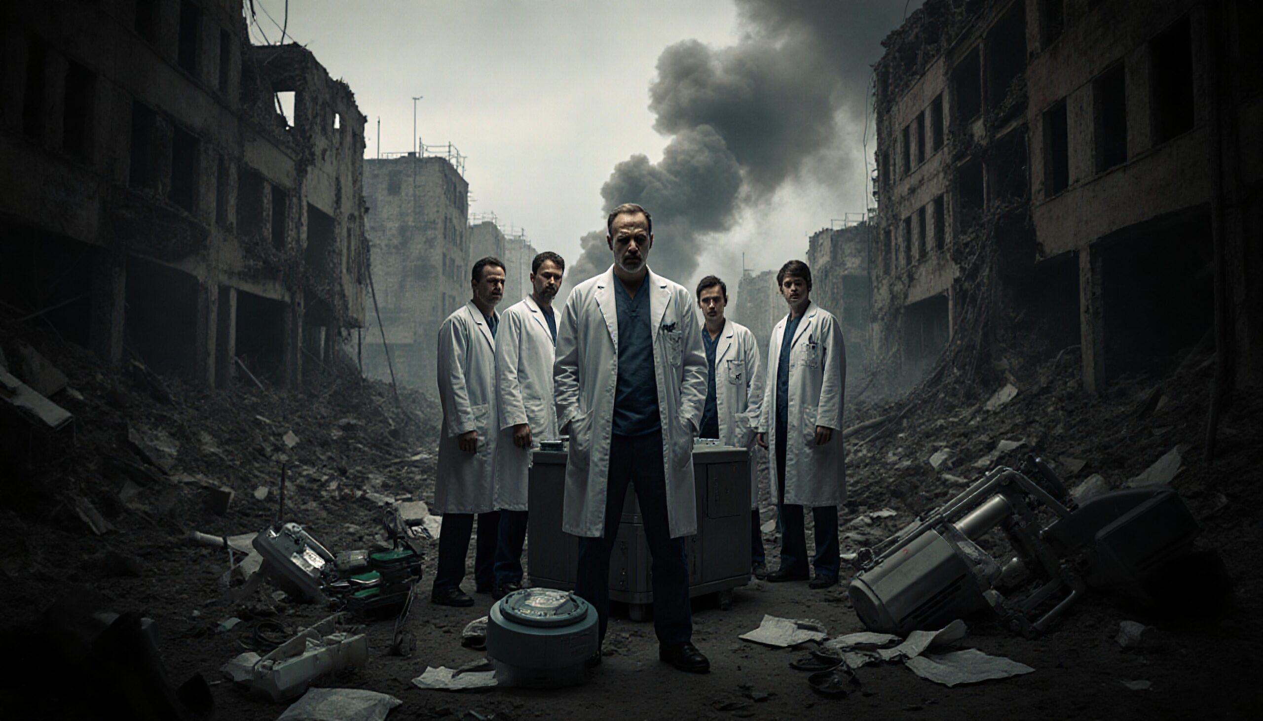 Scientists Stand Amidst Ruins