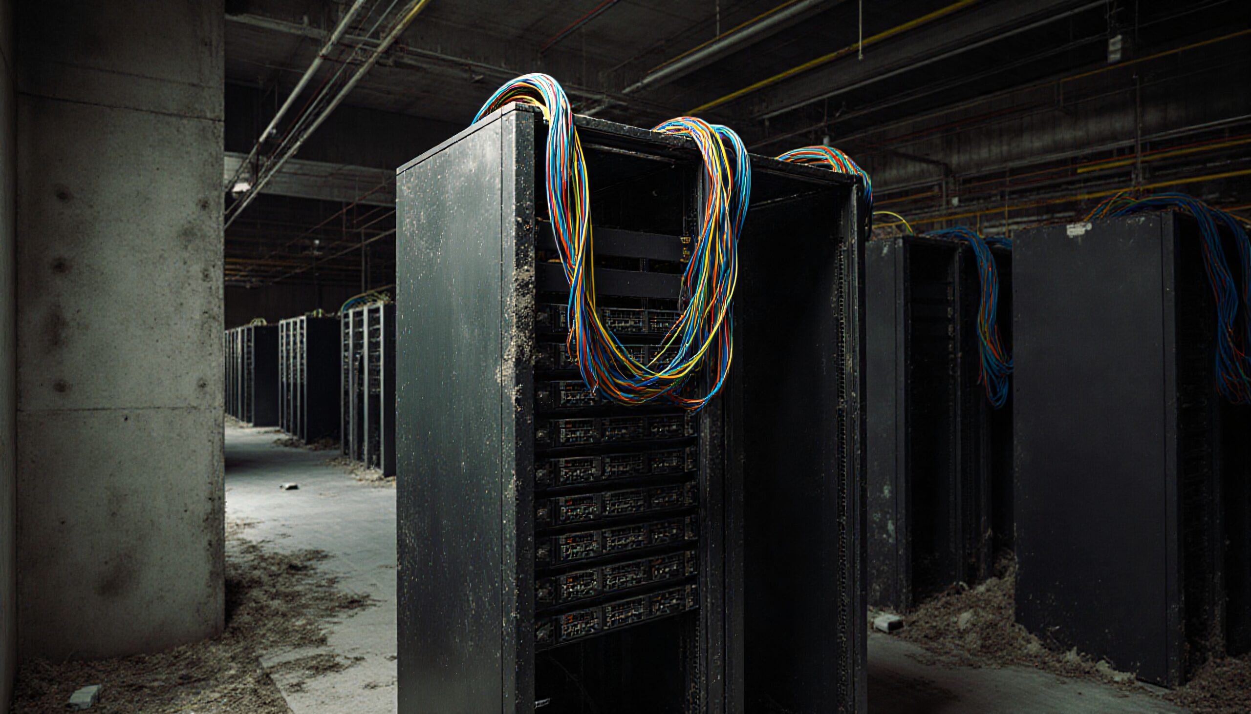 Abandoned Server Room with Cables