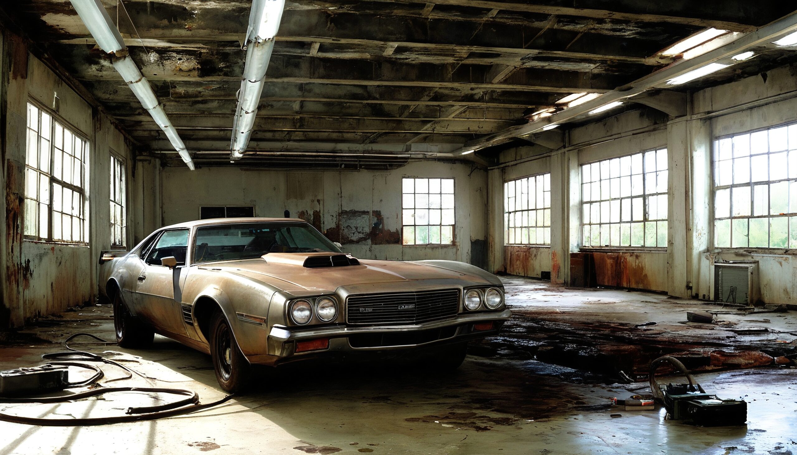 Abandoned Garage Vintage Car Resting