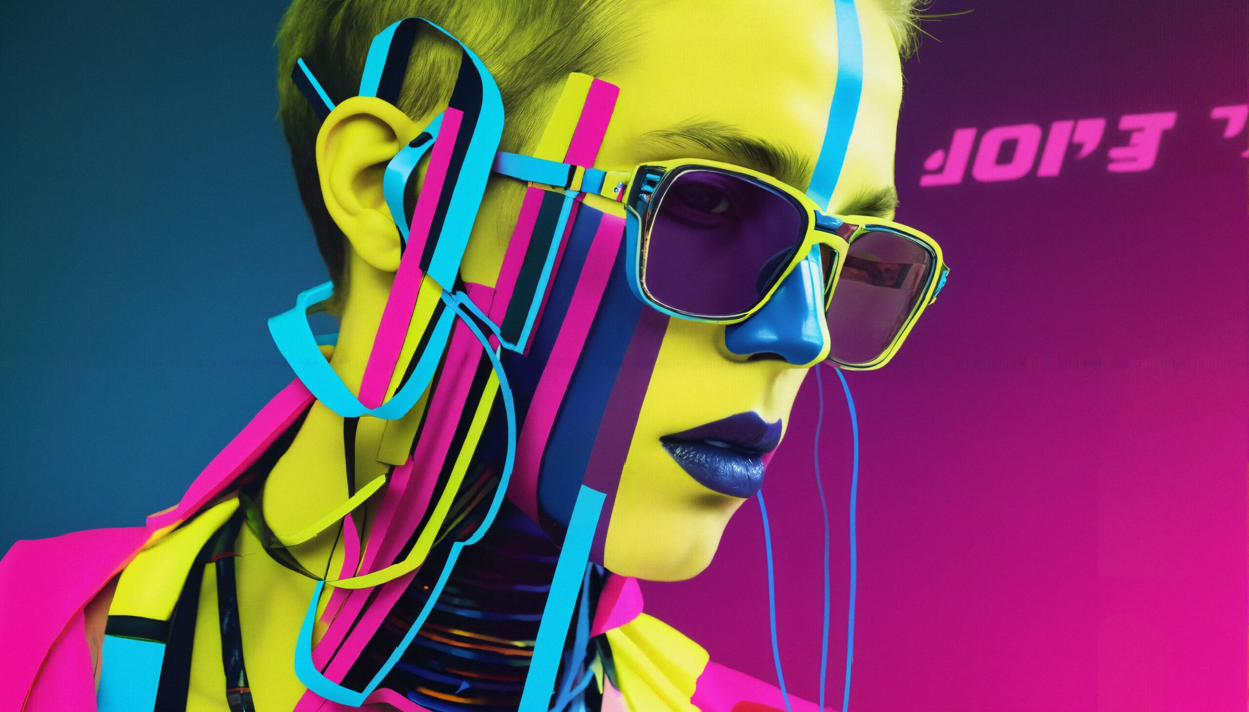 Vibrant Neon Cyberpunk Portrait
