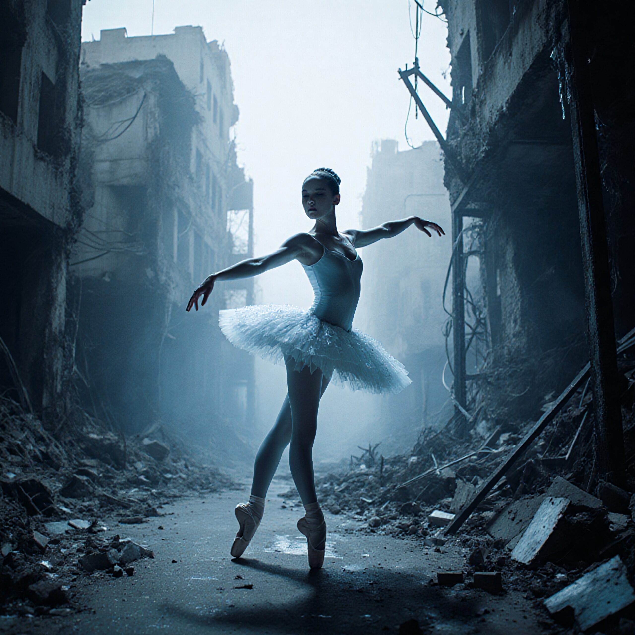 Ballerina’s Poise Amidst Destruction