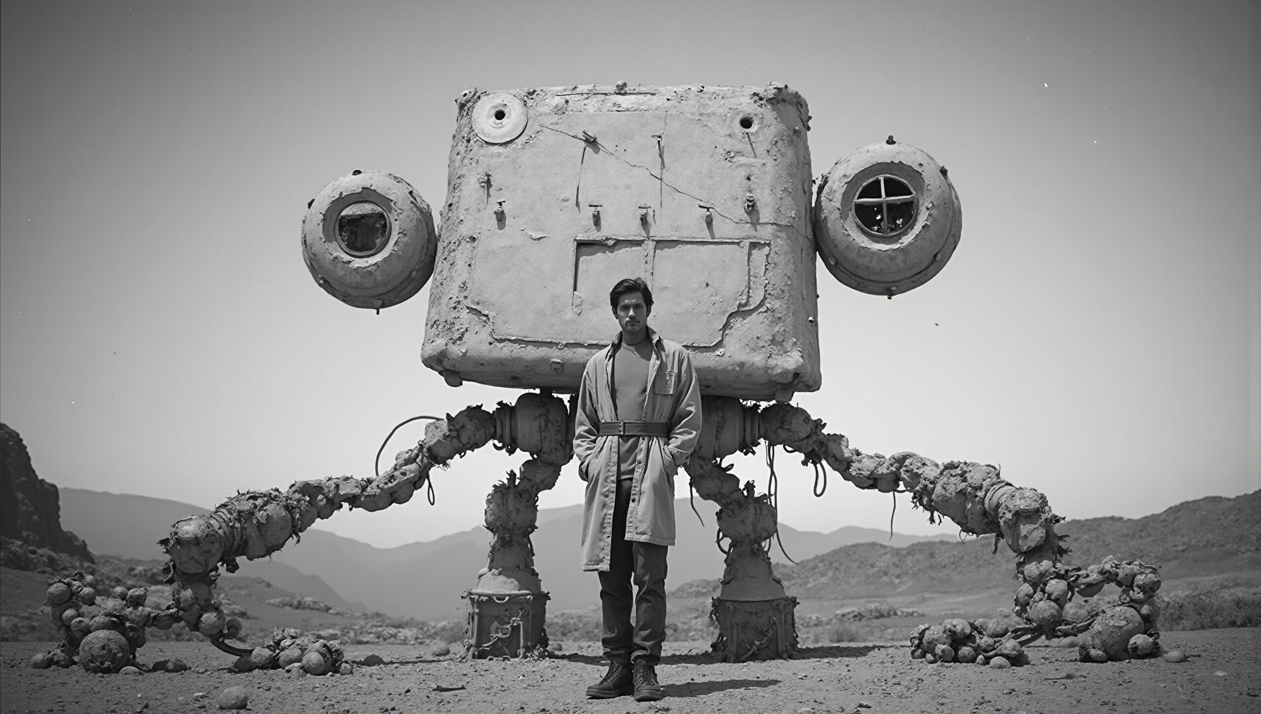 Man and Robot in Desert