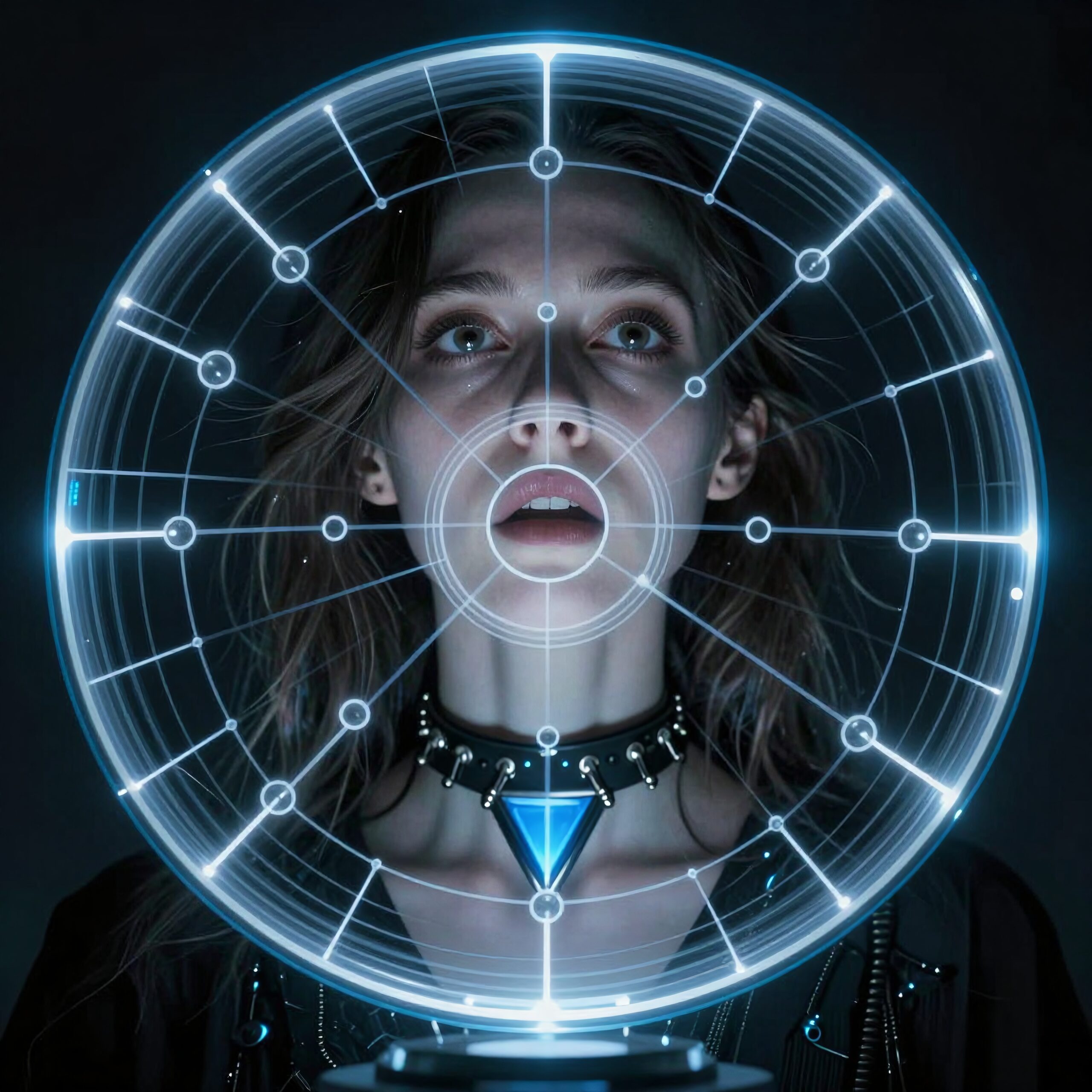 Futuristic Holographic Interface Encounter