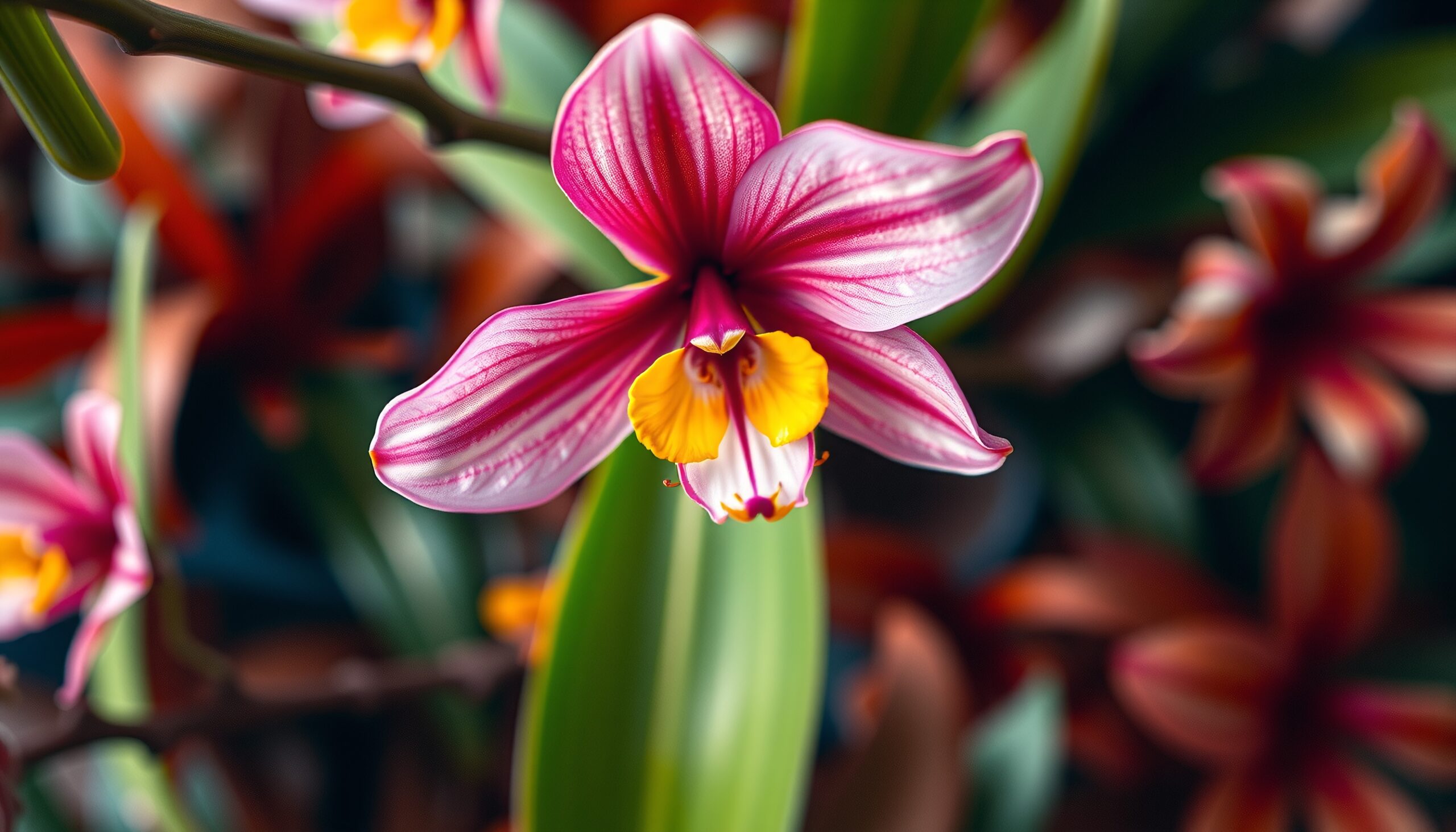 Exotic Orchid Blooms in Focus