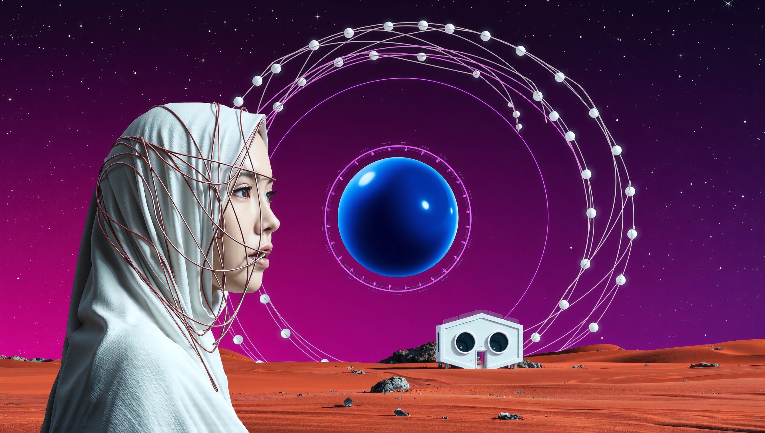 Futuristic Woman on Red Planet