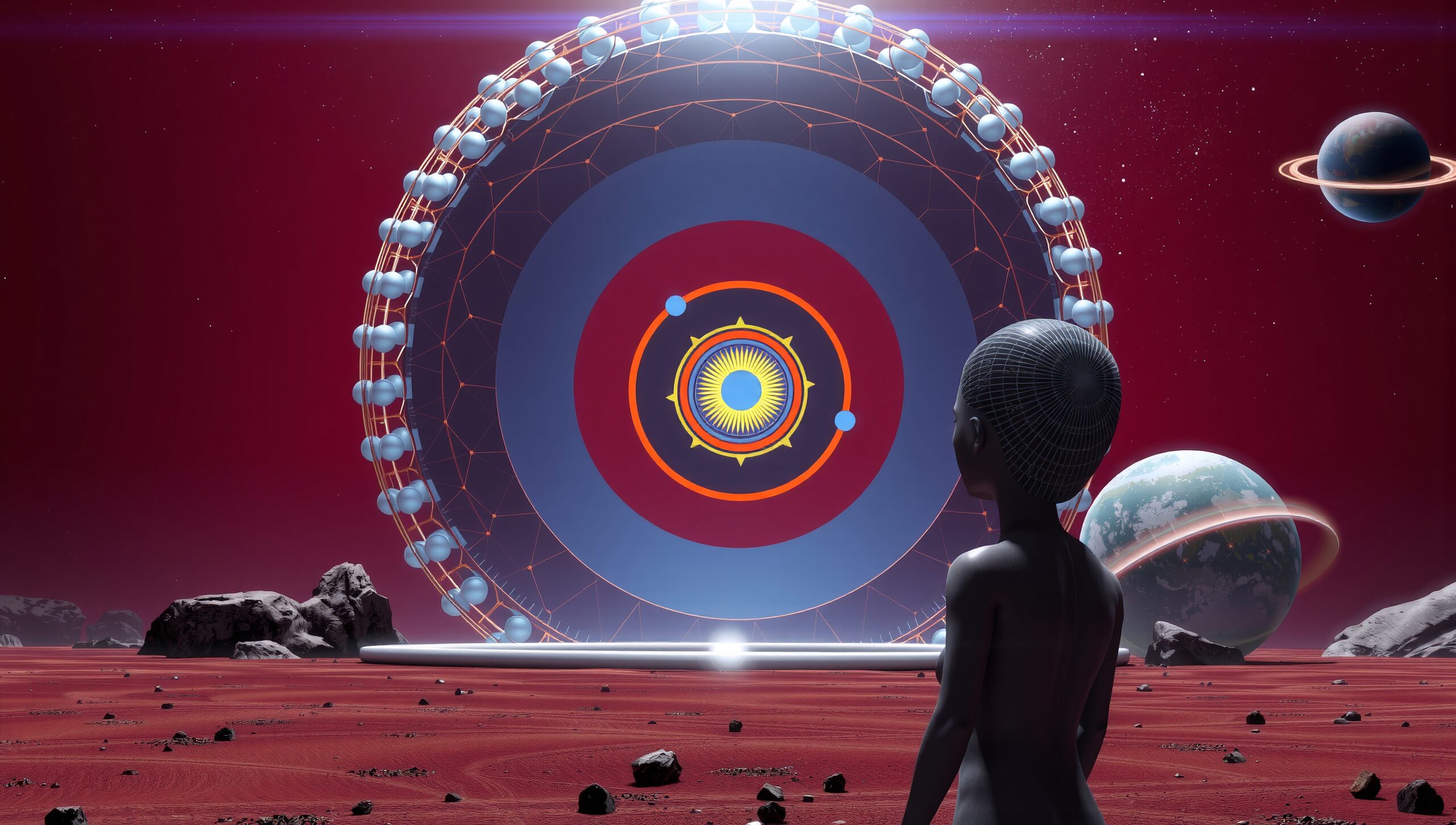 Futuristic Cosmic Landscape Encounter