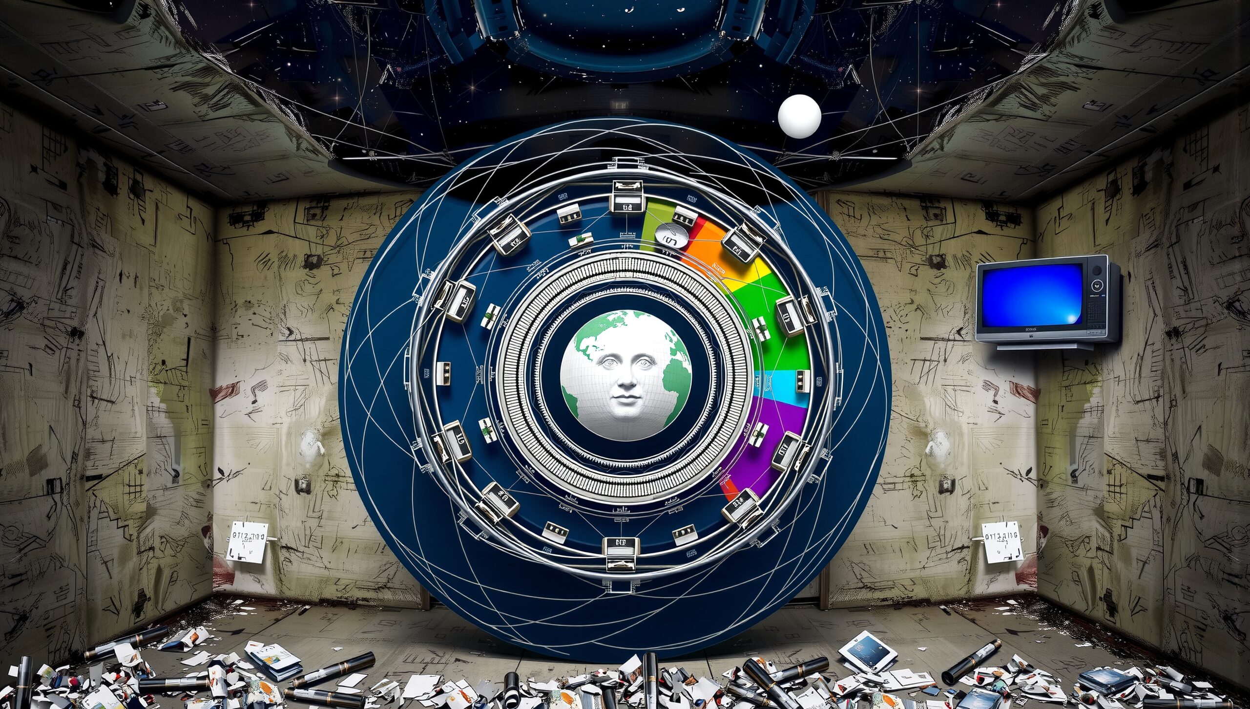 Abstract Cosmic Room with Technology