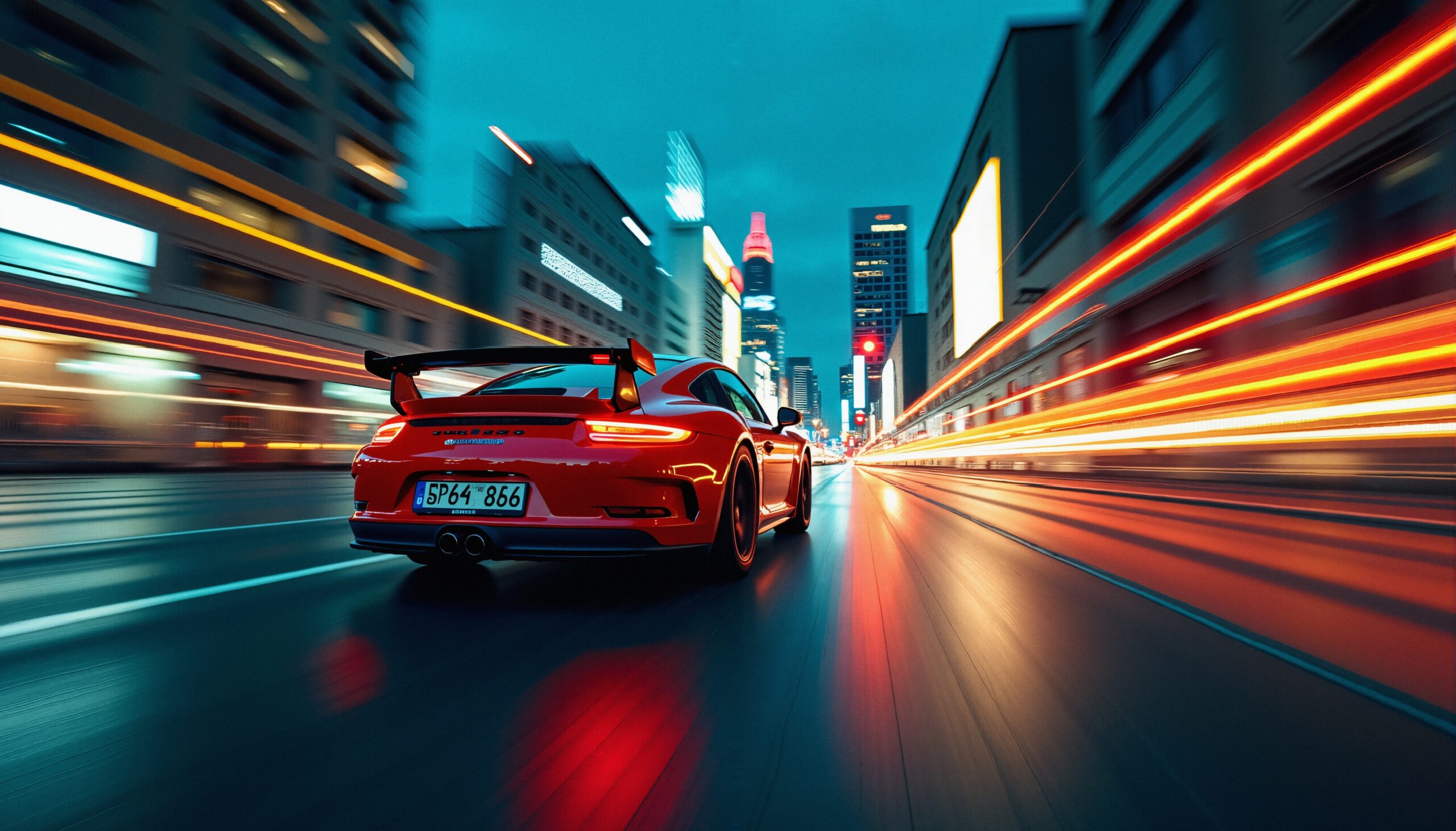 Red Sports Car Night Drive